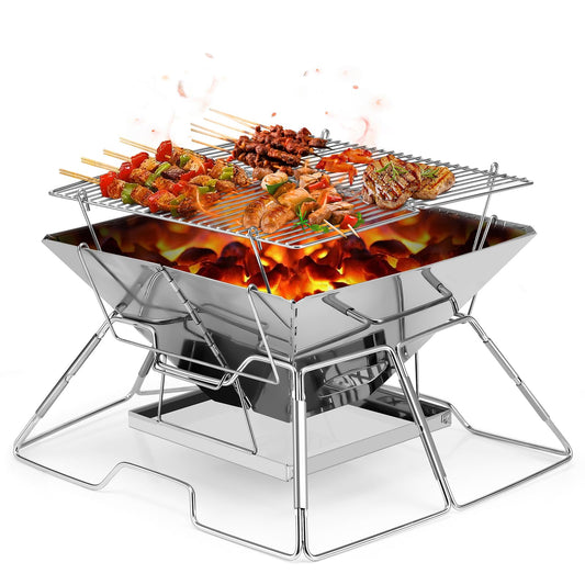 - Portable Charcoal BBQ Grill For Camping | Small Folding Fire Pit -