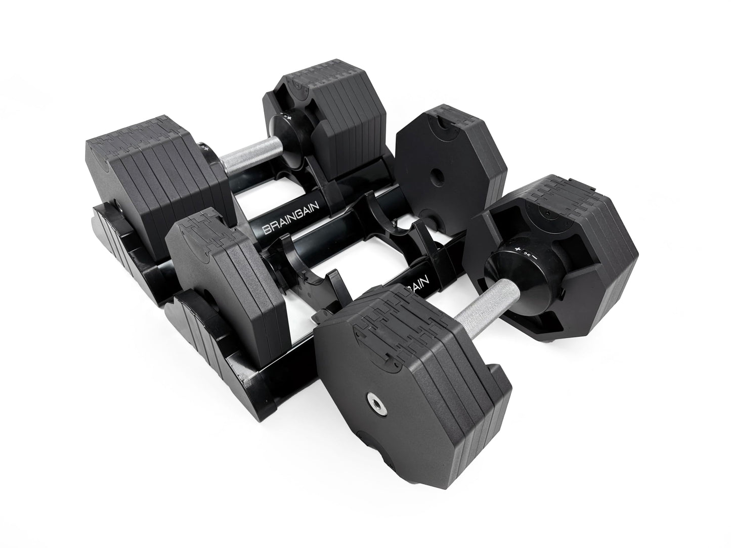 BRAINGAIN 16-in-1 40kg Octagon Adjustable Dumbbells PAIR Weight Set Affordable Dumbbells Adjustable Weights Space Saver Dumbbells for Home 2x 40KG (80kg total)