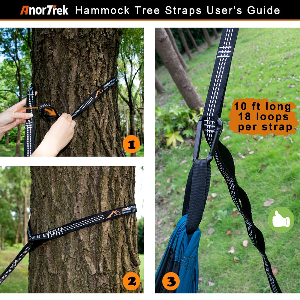 AnorTrek Professional Camping Hammock with Mosquito Net, Lightweight Portable Double Hammock with Two 10 FT Hammock Tree Straps, 230T Nylon Hammock for Camping Hiking Garden Backpacking (Green)