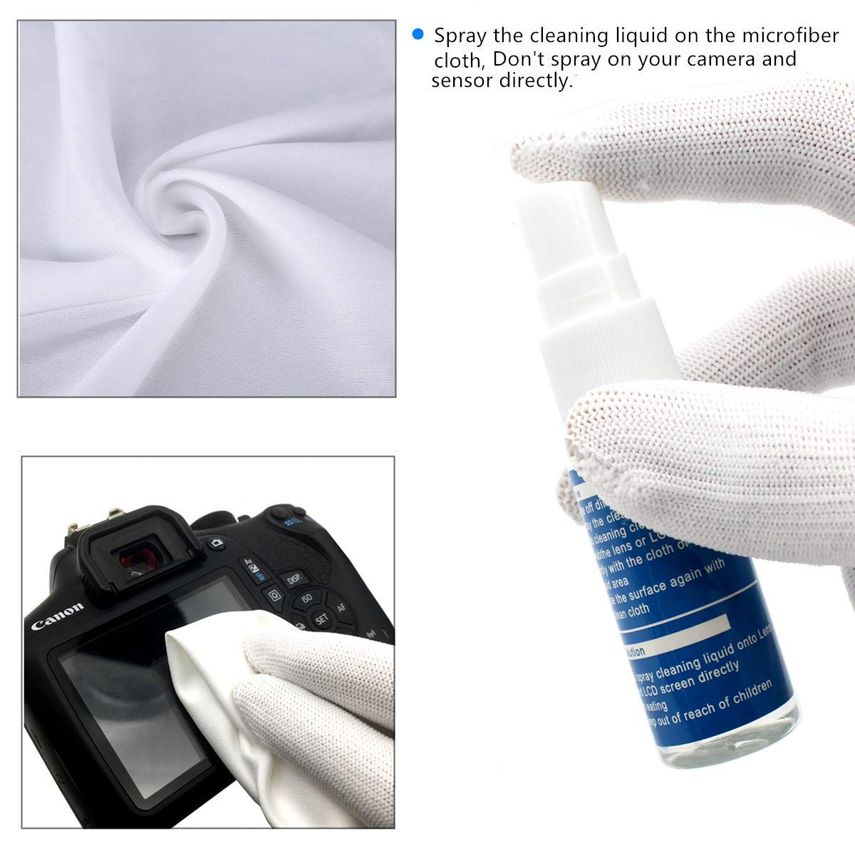 Camera Cleaning Kit for Digital SLR Camera Sensor Cleaning and Lens Cleaning Liquid Cleaner, Cleaning Brush, lens pen, Microfiber Cloth and Carry Bag