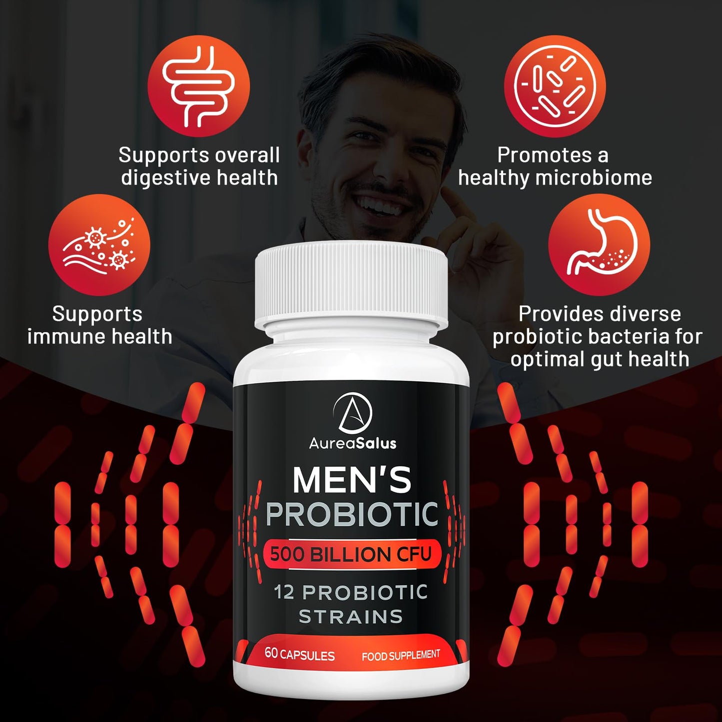 - Probiotic for Men | 500 Billion CFU 12 Strains -