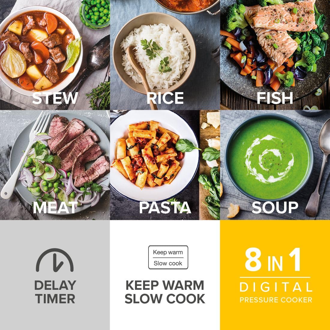 - Drew & Cole Pressure King Pro Electric Pressure Cooker 3L | 700W | Chrome | 8-in-1 Multi Cooker with Digital Display | Non Stick Pot -