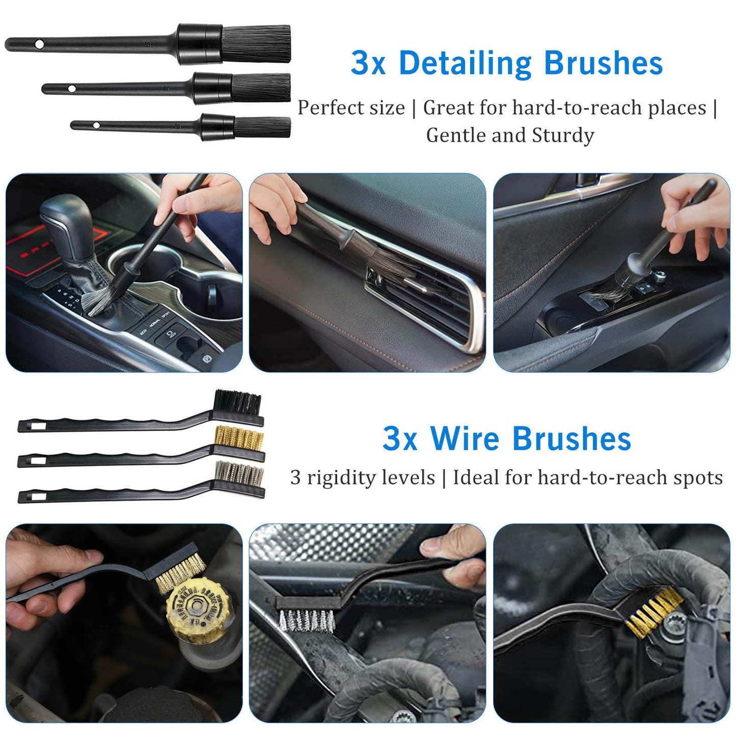 - Zero to Auto® Ultimate 22 Pieces Car Cleaning Kit with Collapsible Bucket and Bag for Interior/Exterior Detailing/Washing including Brush Microfibre Towel Mitt For Wheels Leather Dashboard