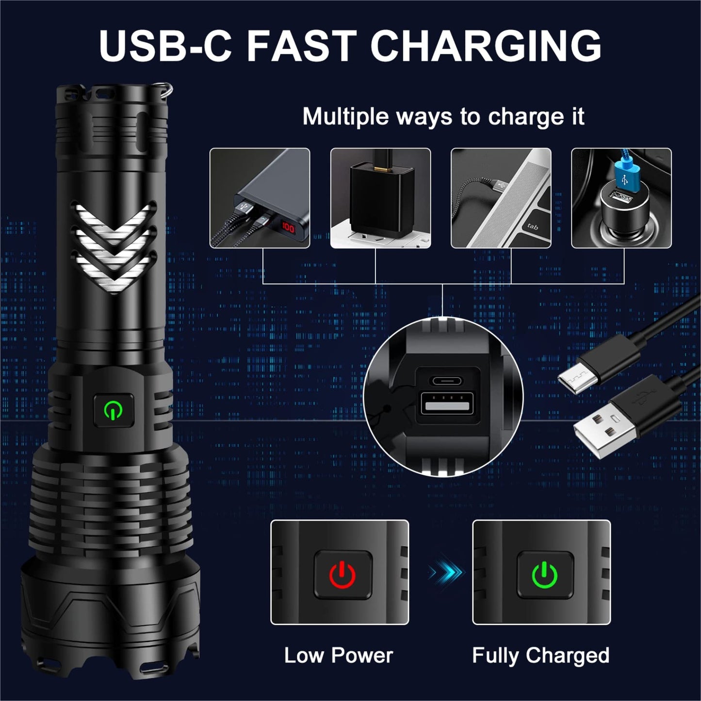- Glarylight Torches 250000 High Lumens Rechargeable Flashlight | Led Torch 6 Modes Super Bright -