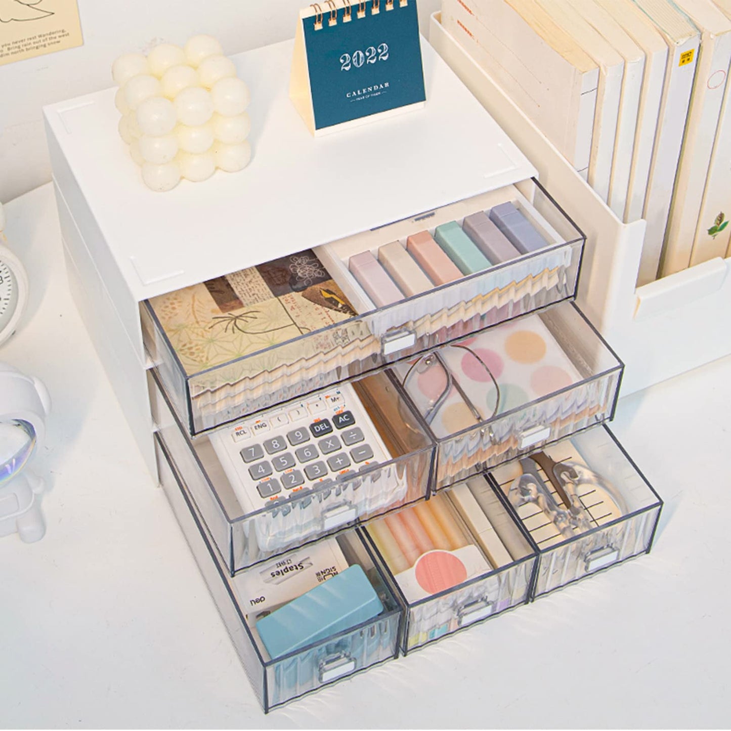 - VASZOLA Stackable Desk Organizer with 6 Drawers -