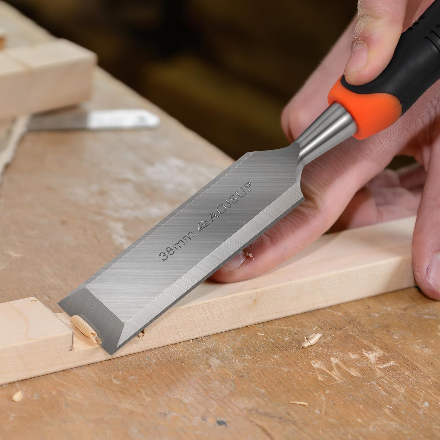 AojSup Wood Chisel Set, 6-Piece Woodworking Carving Chisels (6mm, 12mm,19mm, 25mm, 32mm, 38mm), Sharp Bevel Edge Chisels with Sharpening Stone, Perfect for Woodworking, Wood Carving and Sculpting