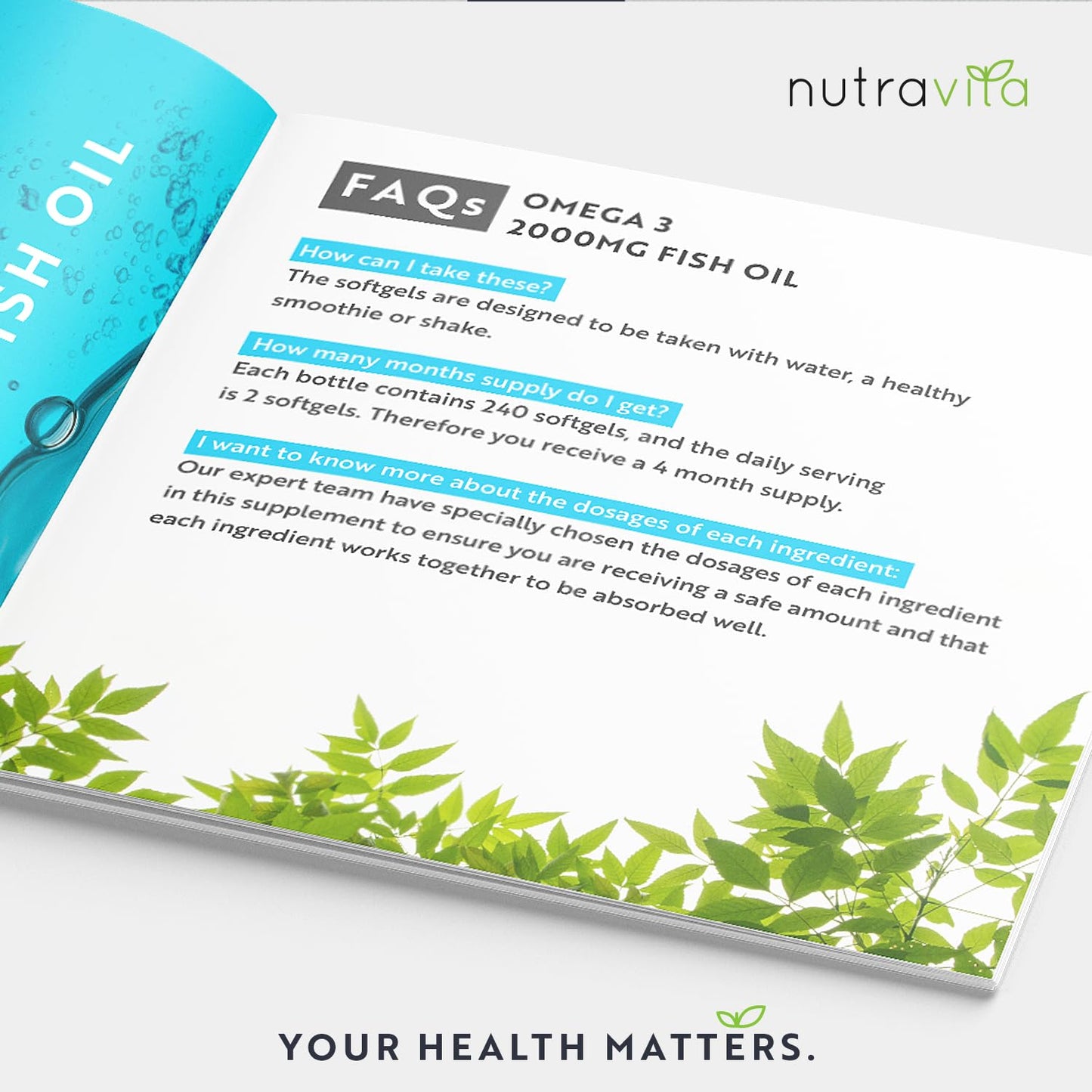 - Omega 3 - 240 Softgel Capsules of Sustainably Sourced Pure Omega 3 Fish Oil -