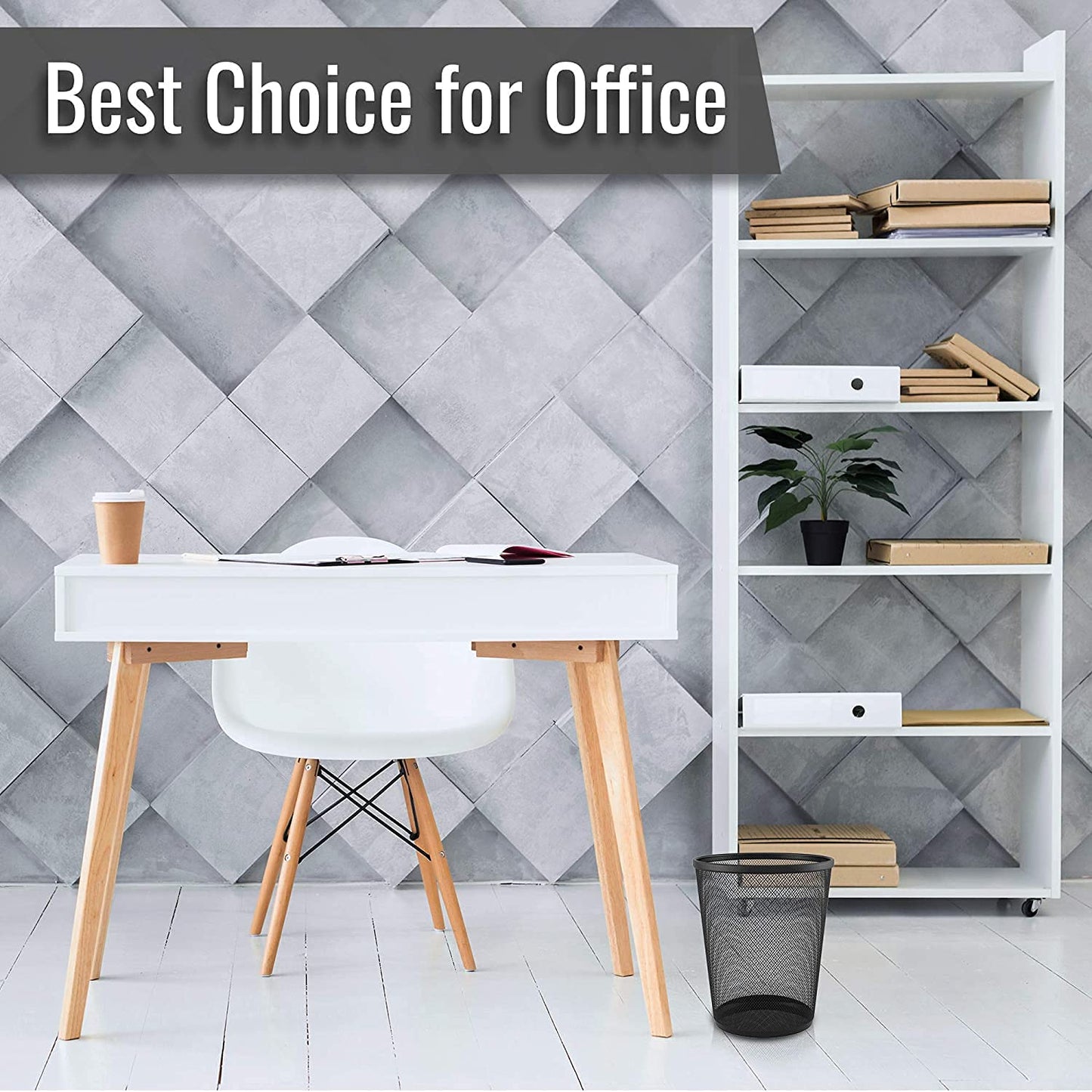 - Zuvo Mesh WasteBasket Black Metal Wire Garbage Trash Can For Office