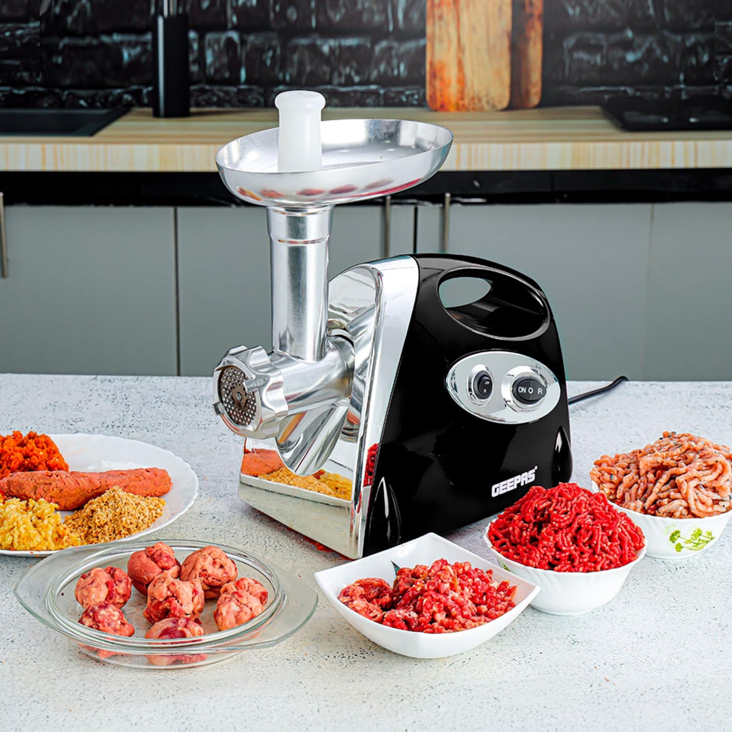 - Geepas Electric Meat Grinder | Stainless Steel Meat Mincer & Sausage Stuffer -