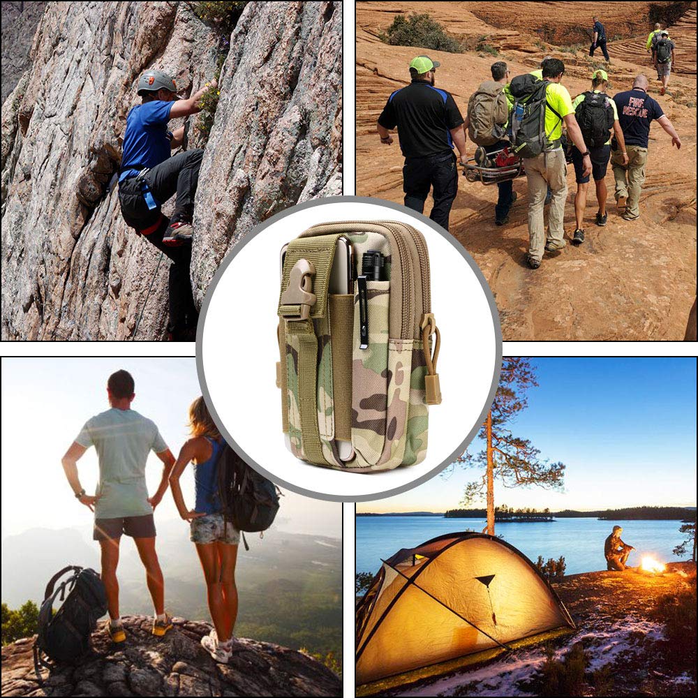 - flintronic Tactical Waist Bags | Universal Outdoor Waist Bag | Molle EDC Pouch + Outdoor Hook | Utility Gadget Waist Bag with Cell Phone Holster for Sports, Hiking, Camping, Traveling (CP Camouflage) -