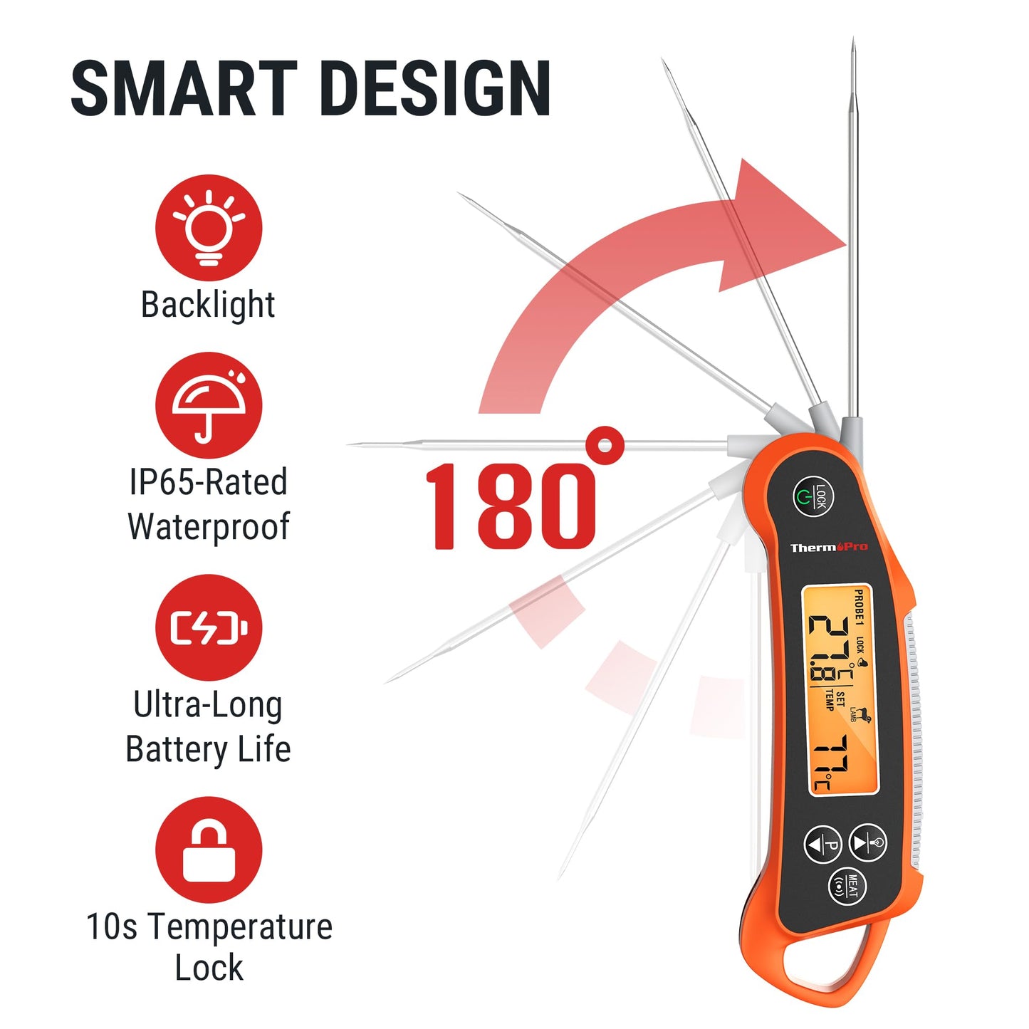 - ThermoPro Instant Read Meat Thermometer | Digital | 2-in-1 Waterproof Kitchen Food Thermometer -