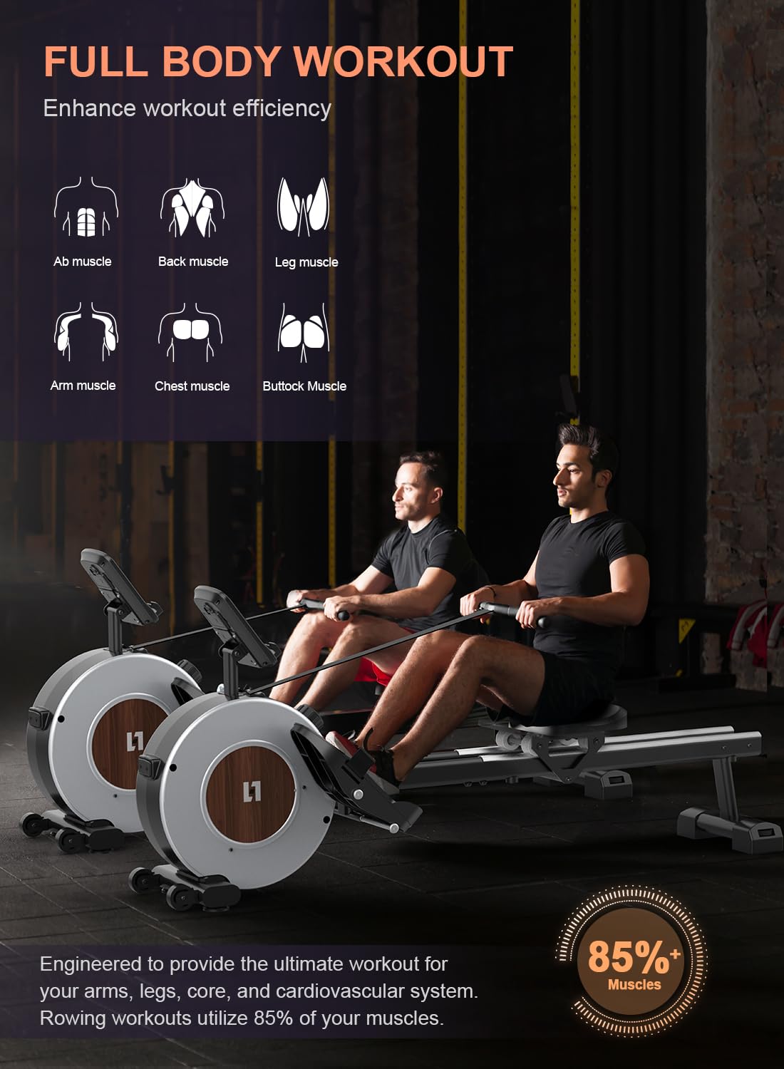 - Rowing Machine for Home Gym, Magnetic rowing machine with 16 Level Magnetic Adjustable Resistance | Quiet Rower -