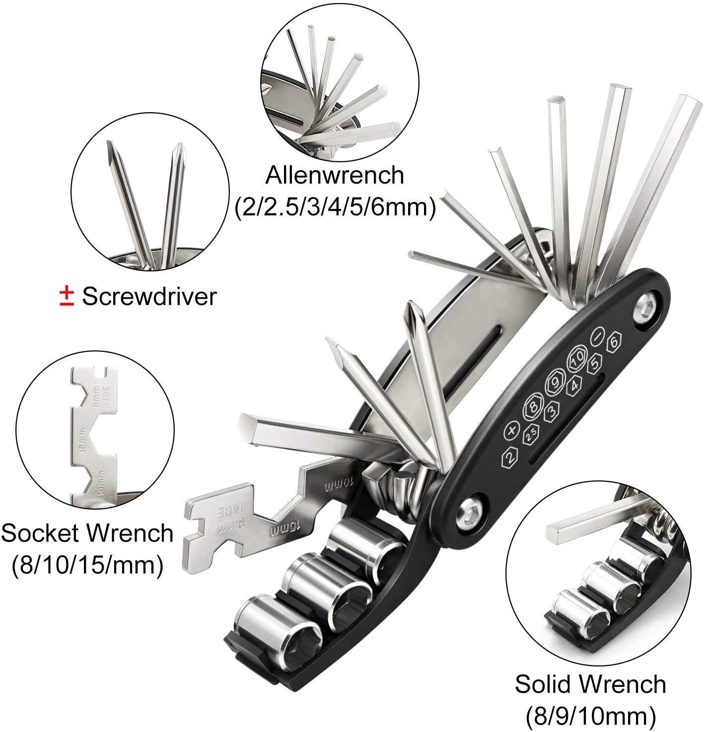 Bike Tool Kit, Puncture Repair Kit, Bike Multi Tool, Mountain Bike Accessories, Cycling Gifts