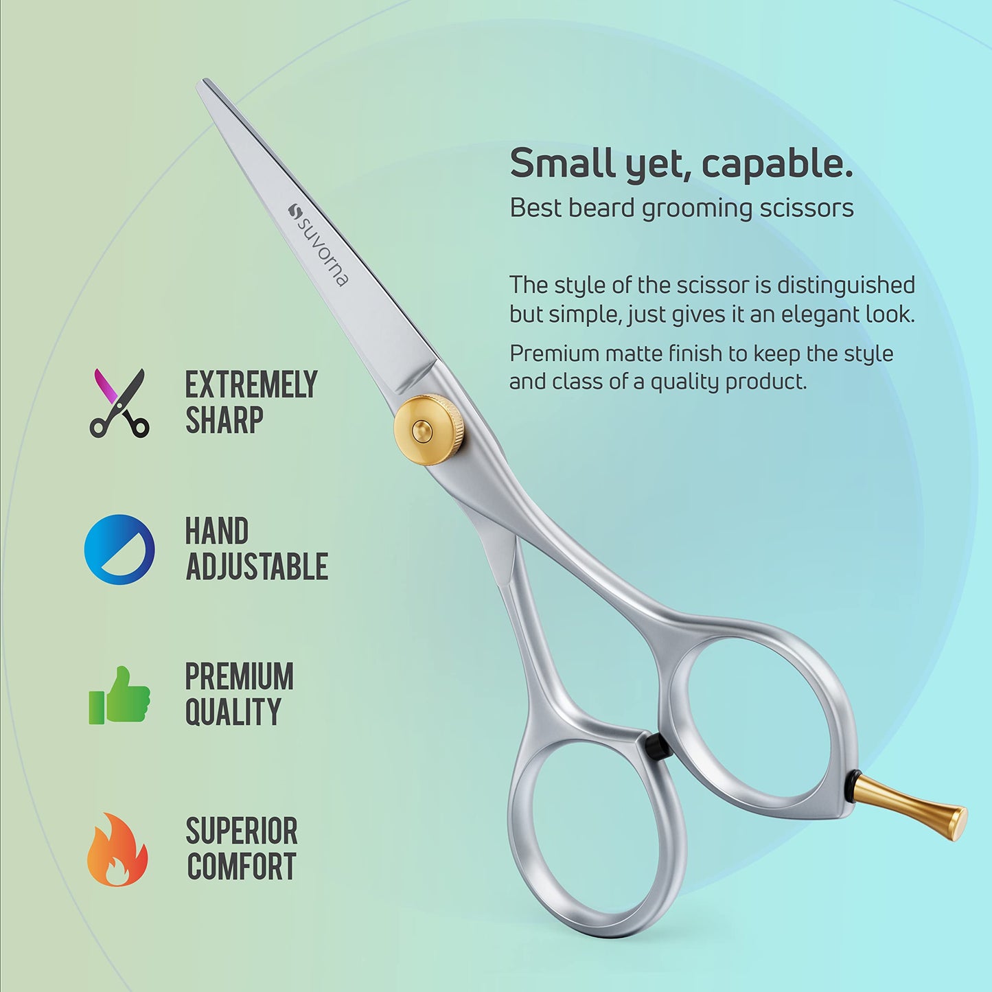 - Suvorna Beard and Moustache Scissors for Men, Hairdressers, Salons, Barbers & Professionals | 5.5" | Stainless -