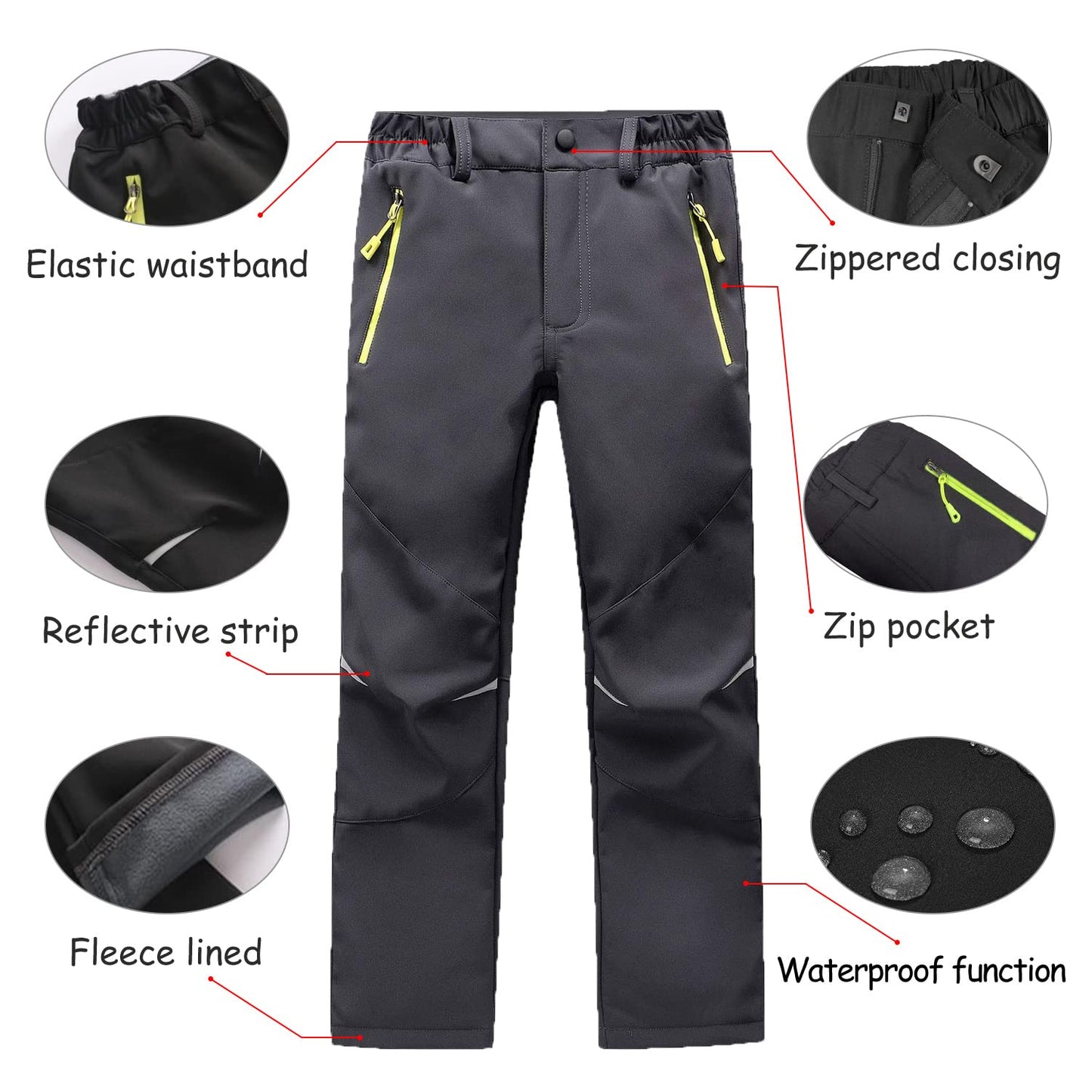- LNFINTDO Kids Waterproof Trousers For Boys Girls | Walking Trouser With Fleece -