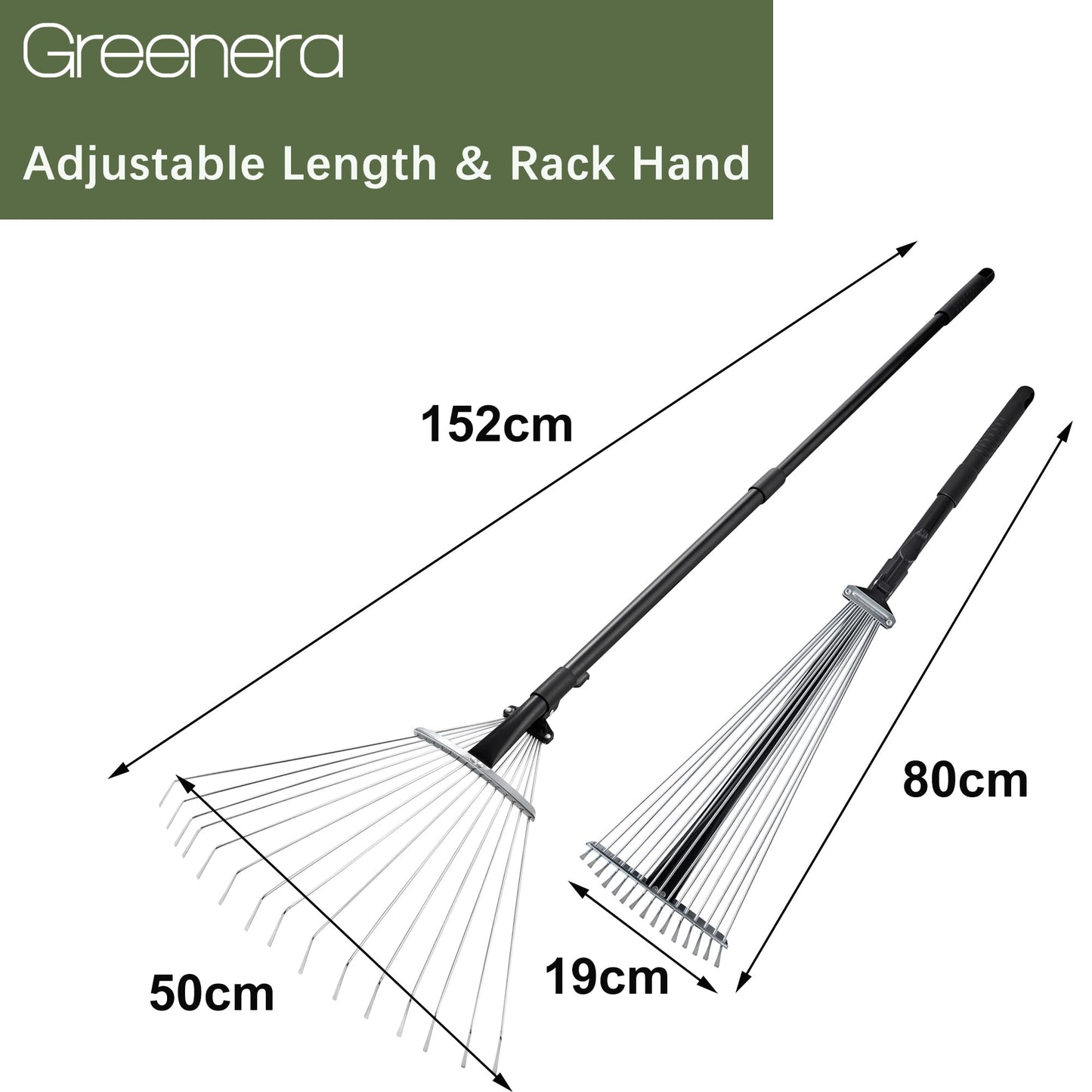 - Garden Rake 80-152 cm Adjustable Soil Rake | Artificial Grass Rake | Telescopic Rake for Lawn -