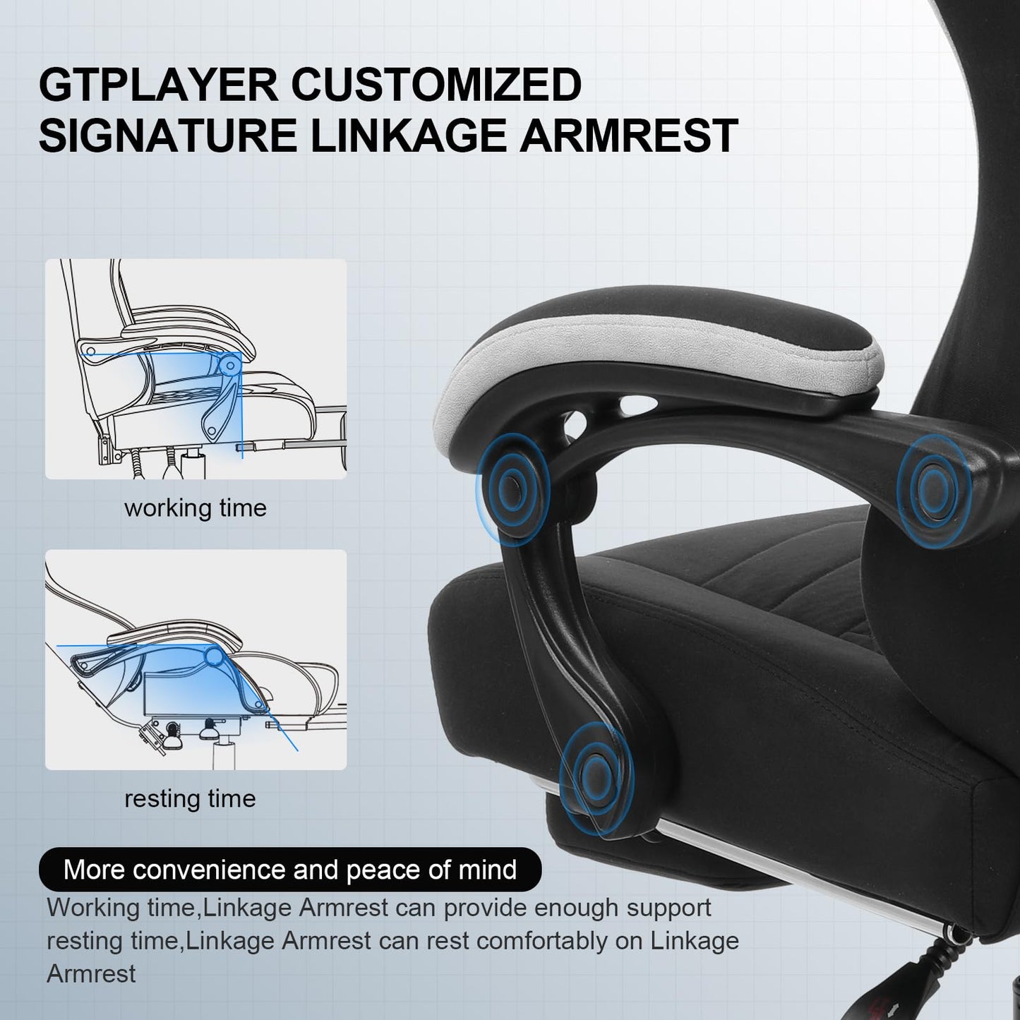 - GTPLAYER Fabric Gaming Chair | Computer Desk Chair | Lumbar Support Heavy Duty -