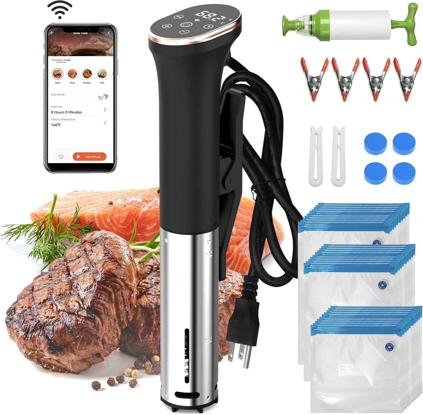 - Karinear Sous Vide Machine | WIFI | Sous Vide Cooker | 1100W -
