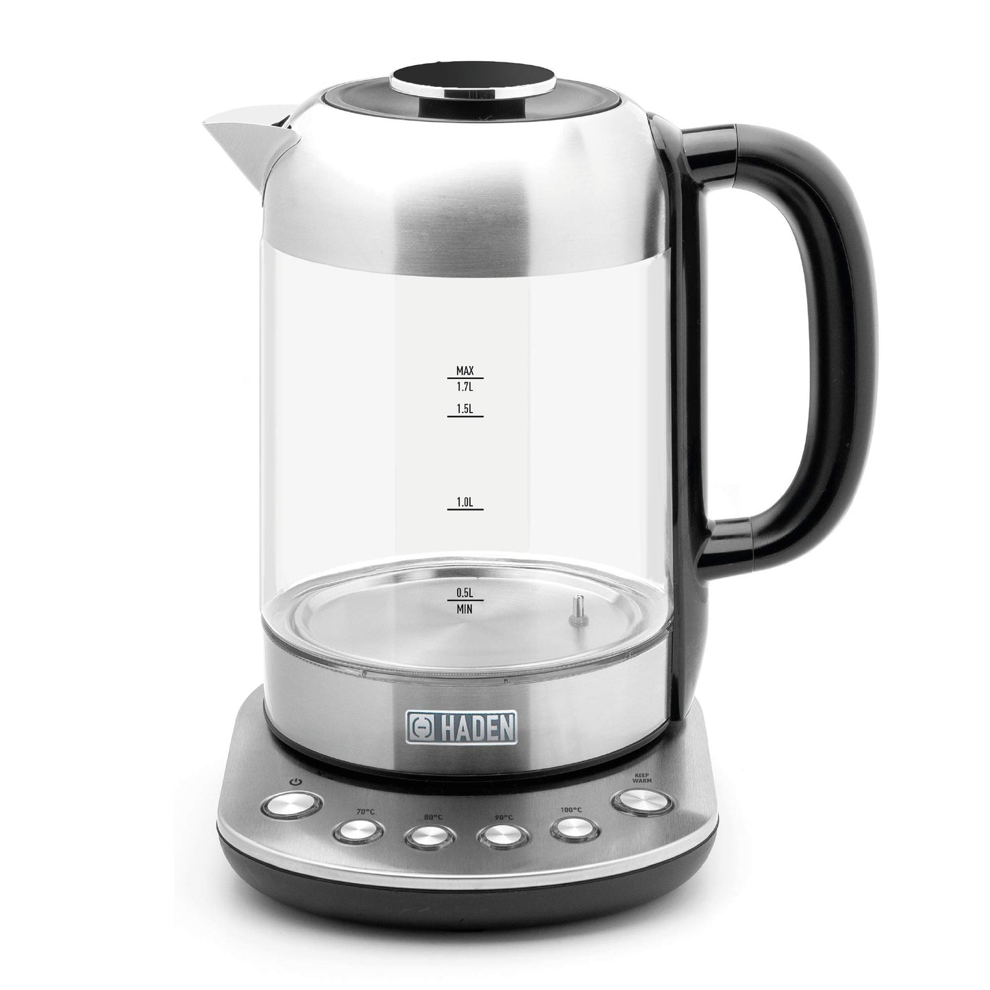 - Haden Richmond Variable Temperature Control Kettle | Keep Warm Function | Stainless Steel & Glass Kettle | 3000W Fast Boil & Quiet Electric Kettle -