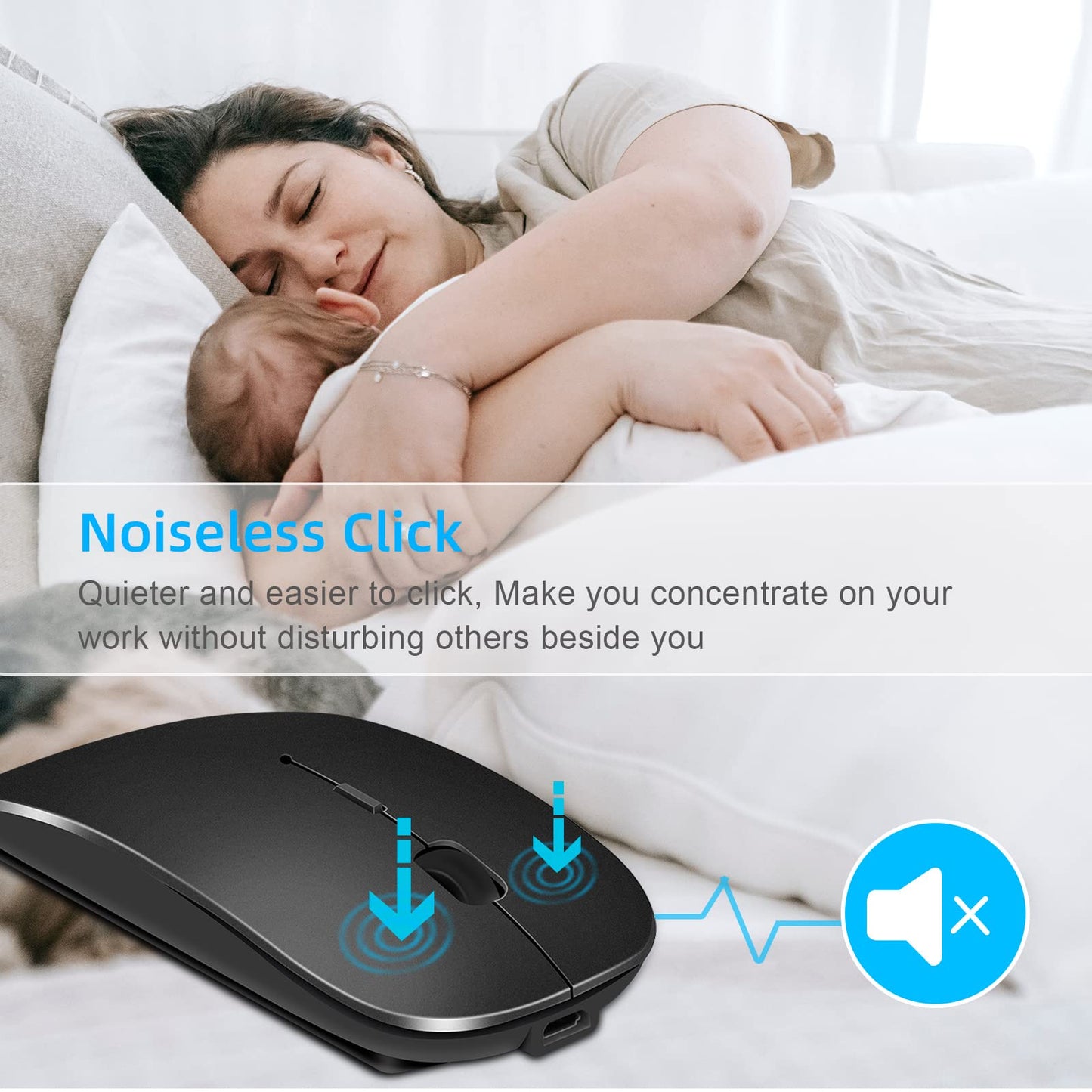 - LEAPEST Wireless Bluetooth Mouse | Portable Slim Silent Office Mice | USB-C Adapter | 2.4 GHz -