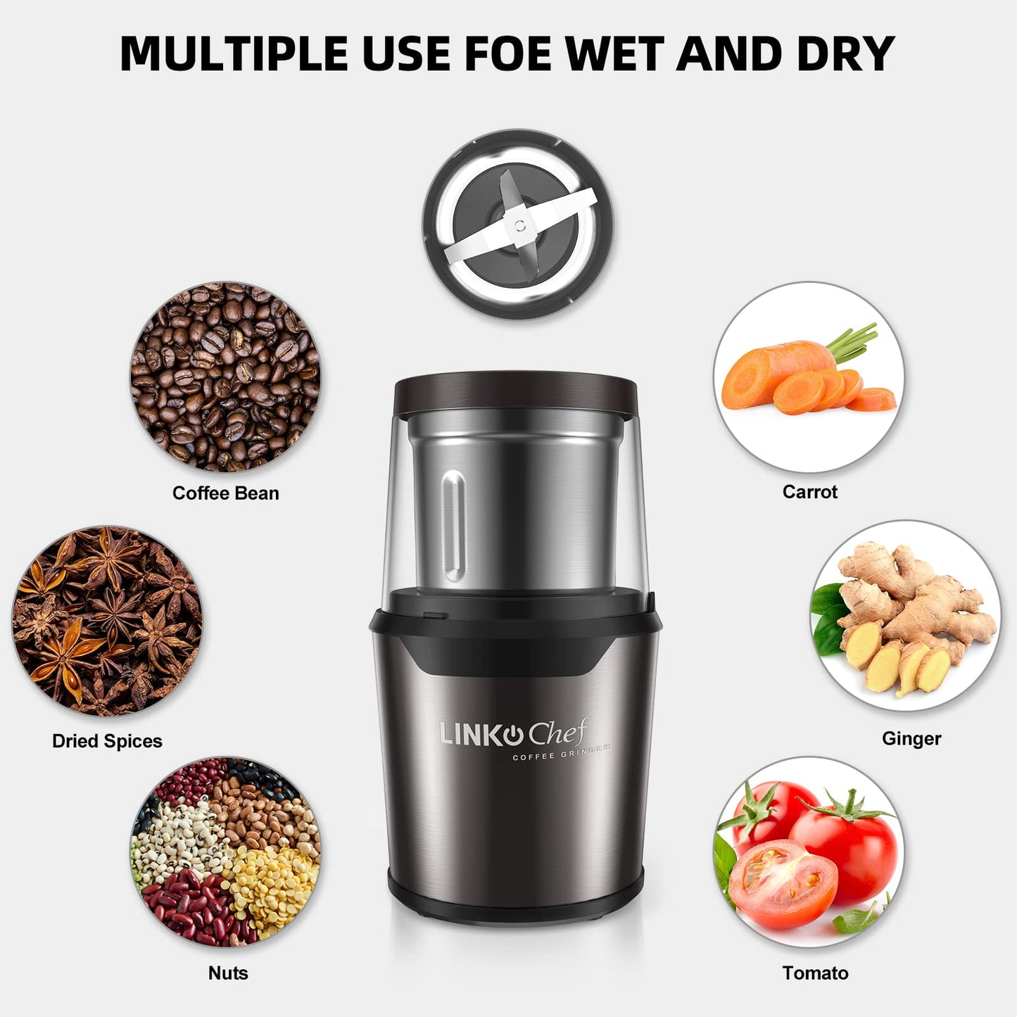 - LINKchef Coffee Grinder Electric and Spice Grinder | Herb Grinder | Coffee Bean Grinder -