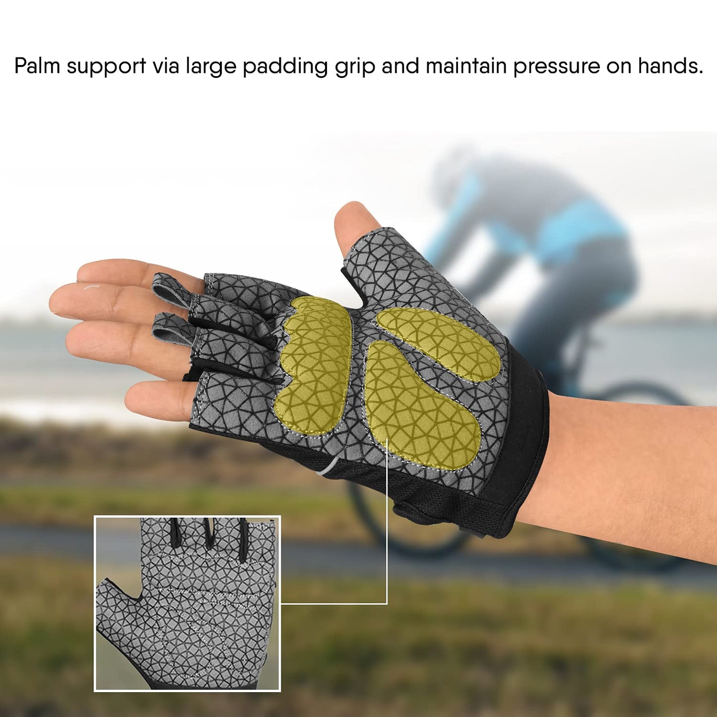 - Gel Cycling Gloves | Fingerless Padded Mountain Bike Bicycle Gloves | Anti-slip -