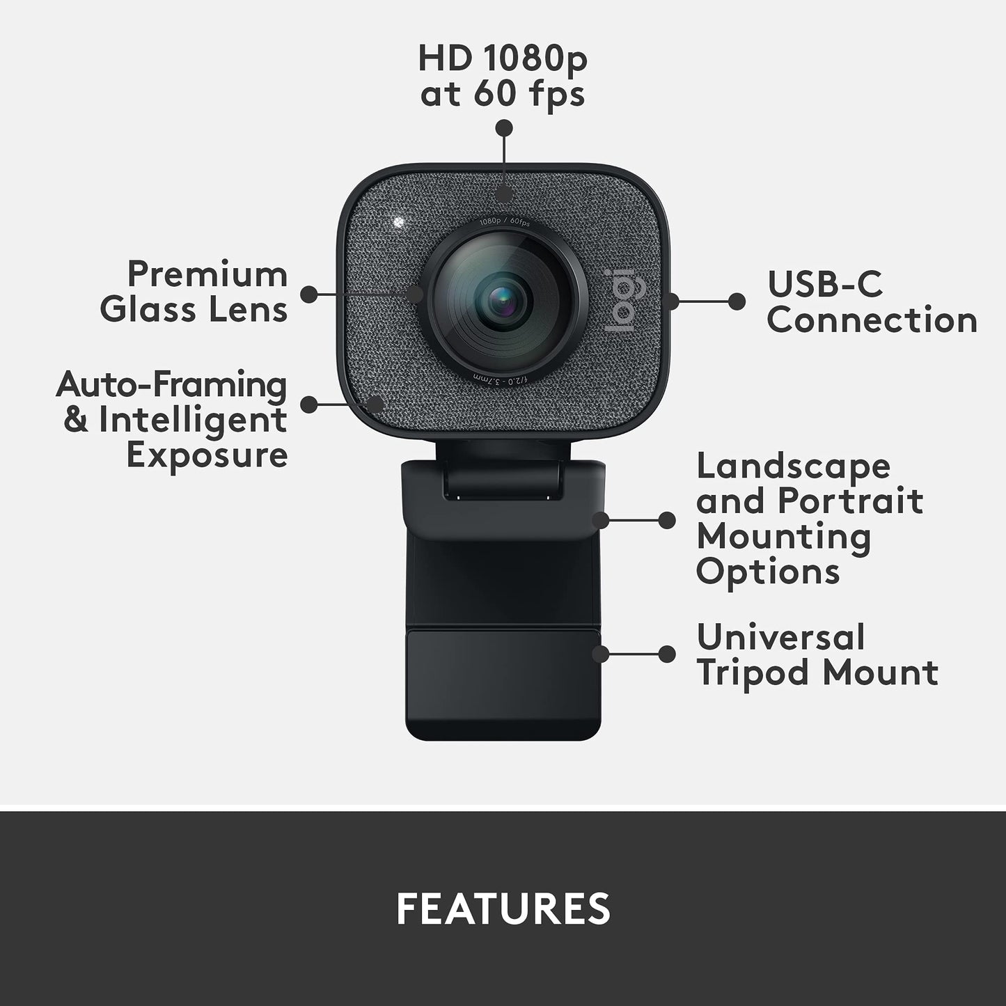 - Logitech StreamCam | Live Streaming Webcam | Youtube and Twitch | Full 1080p HD 60fps | USB-C Connection -