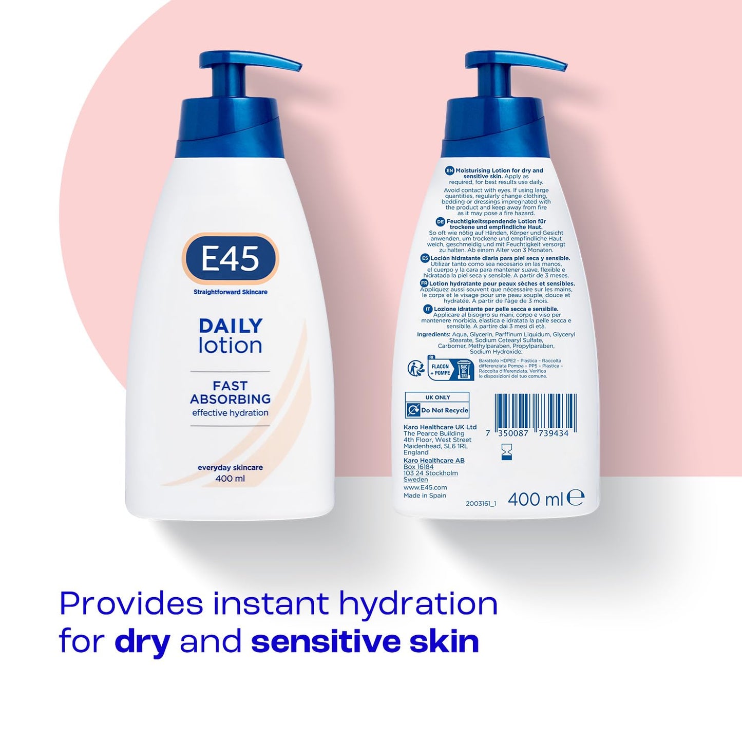 - E45 Daily Skin Lotion 400 ml | E45 Lotion for Very Dry Skin | Non-Greasy Lightweight Moisturiser -