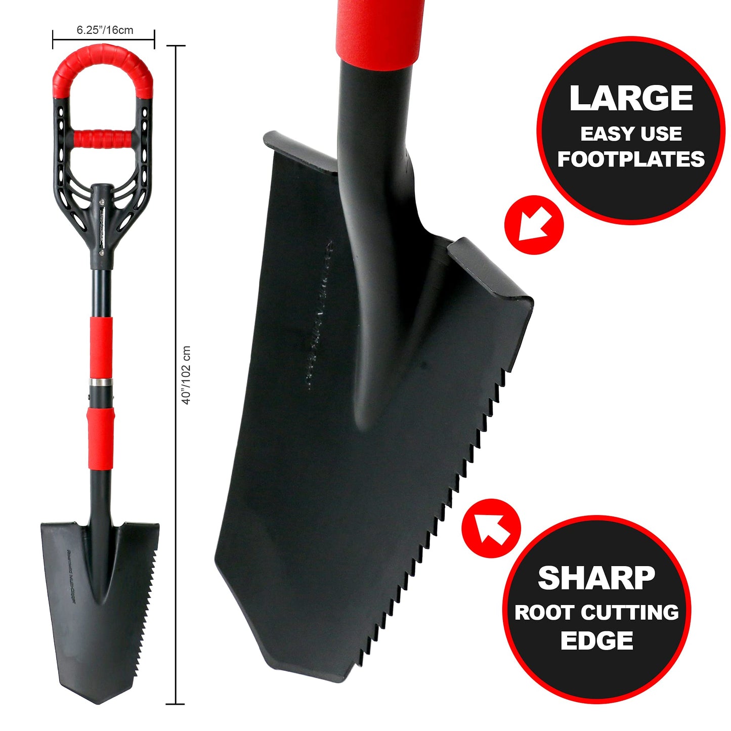 - Roamwild Multi-Digger Garden Spade | Reinforced Fibreglass Light Weight Gardening Arrow Head Shovel -