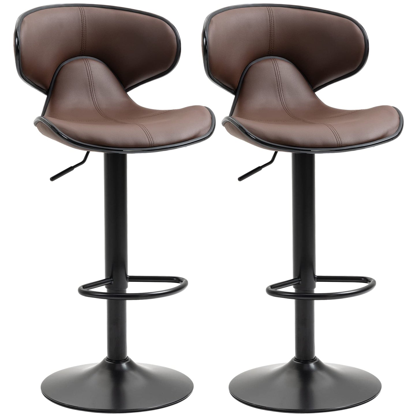 - HOMCOM Adjustable Swivel Bar Stools Set of 2 | Barstools with Footrest and Backrest -