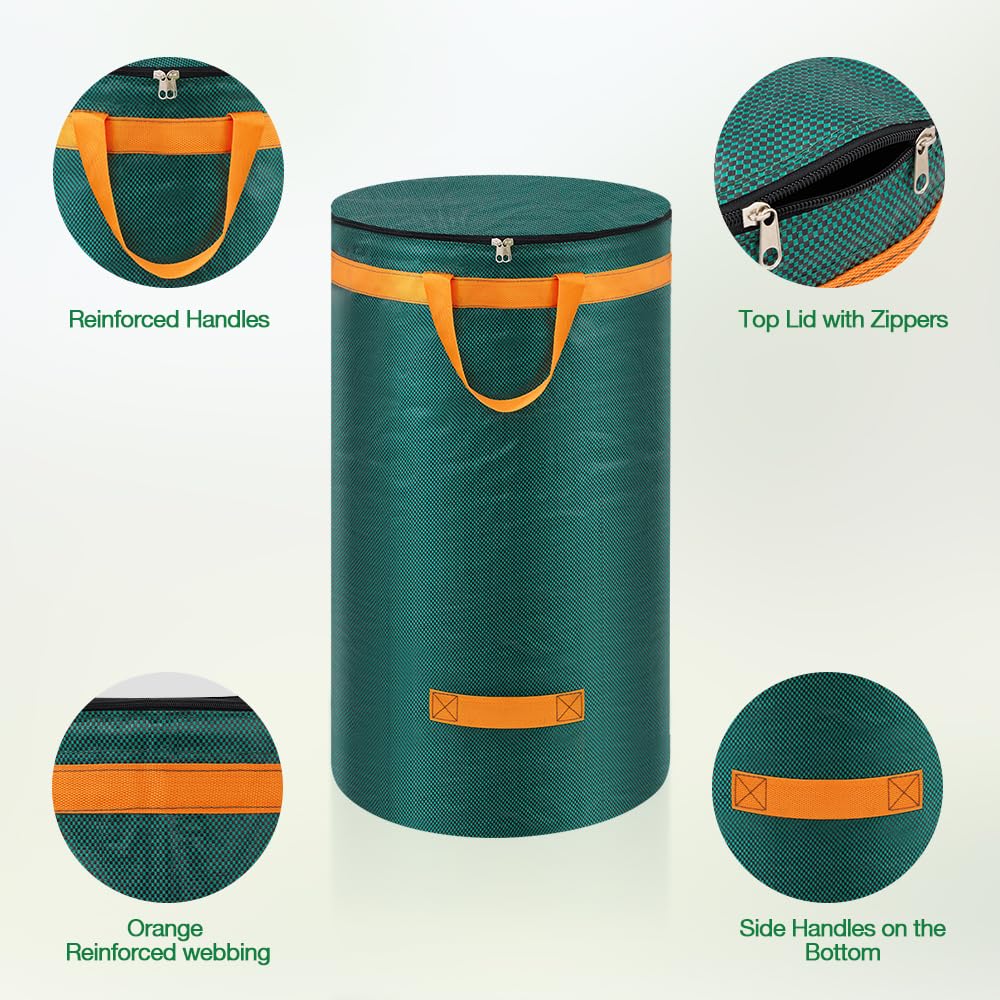 - Eurhomewit 3 Pcs Green Garden Waste Bags 272L -