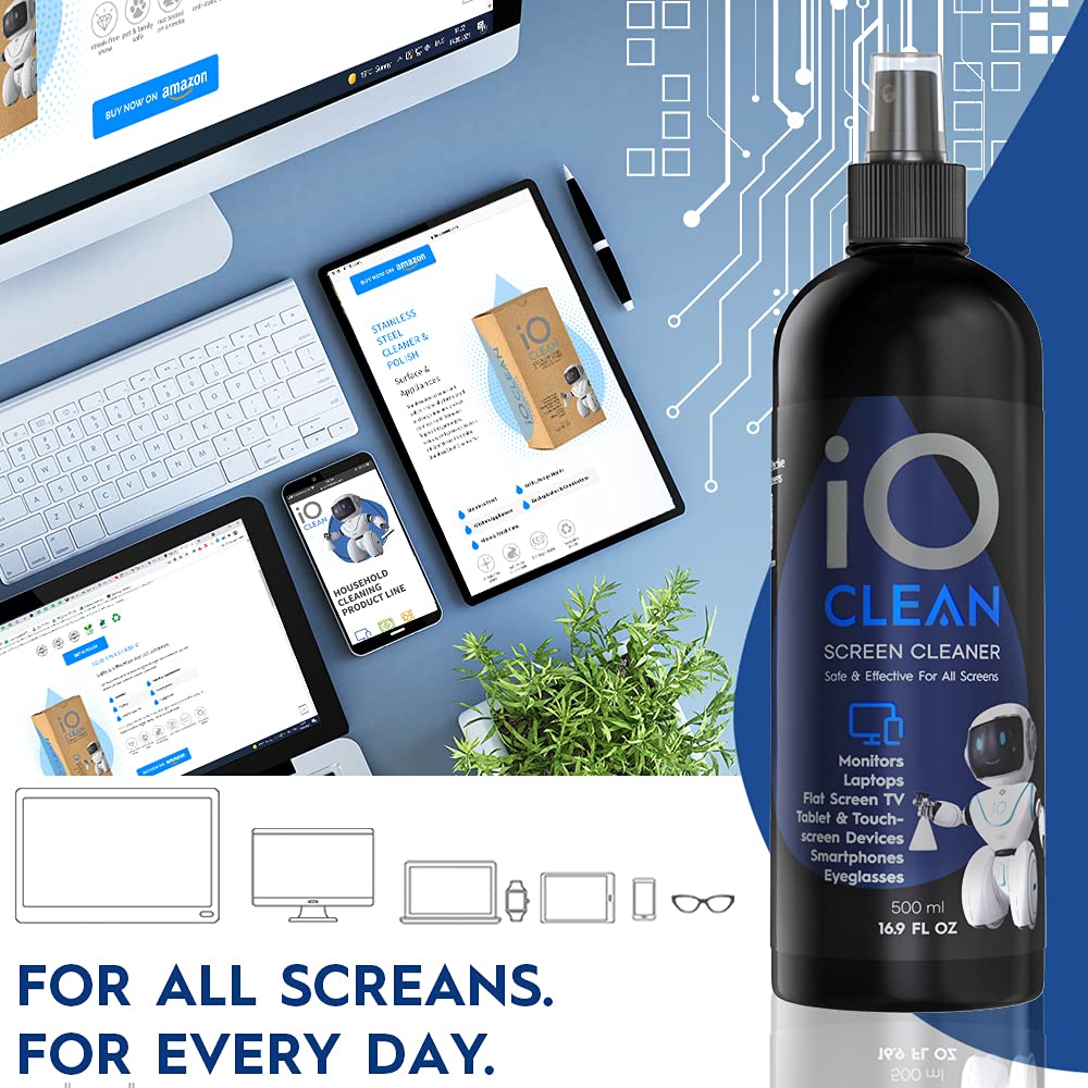- Screen Cleaner Spray | 16oz - 473ml | Microfiber Cloth and 2 Sprayers -