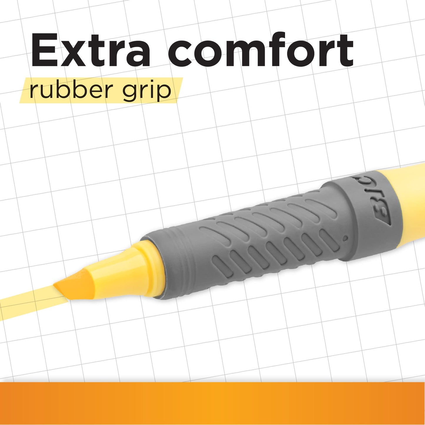 BiC Highlighter Grip, Highlighter Pens with Chisel Tip, Long-lasting, Ideal for School and Office, Assorted Colours, 5 count (Pack of 1)