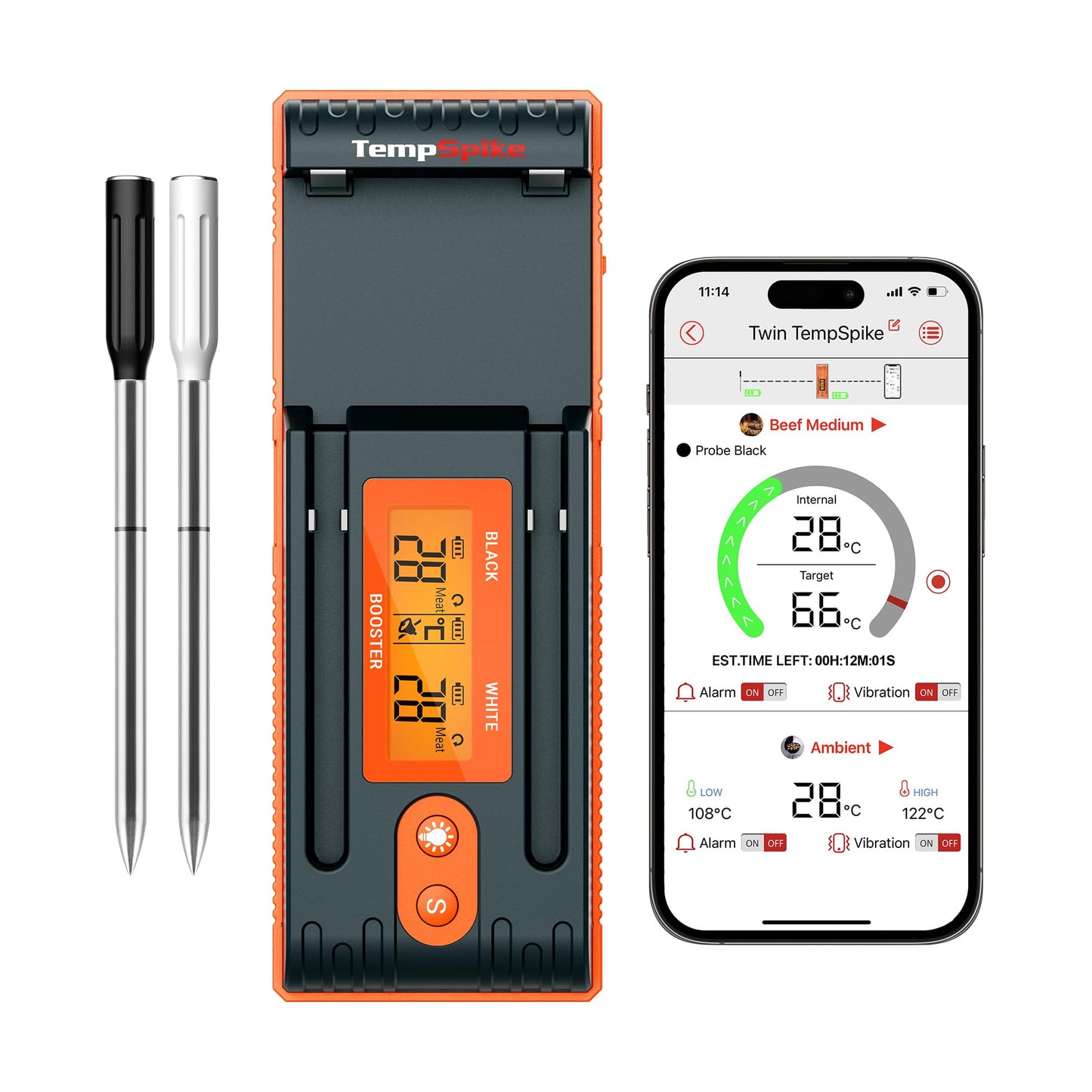 - ThermoPro Twin TempSpike | 150m Range | Truly Wireless Meat Thermometer -