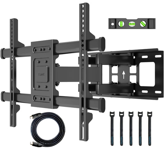 BONTEC TV Wall Bracket for 32-85 inch LED LCD Flat & Curved Screen, Swivel Tilt TV Wall Mount Full Motion, Heavy Duty Strong Solid Dual Arms up to 60KG, Max VESA 600x400mm, with HDMI Cable