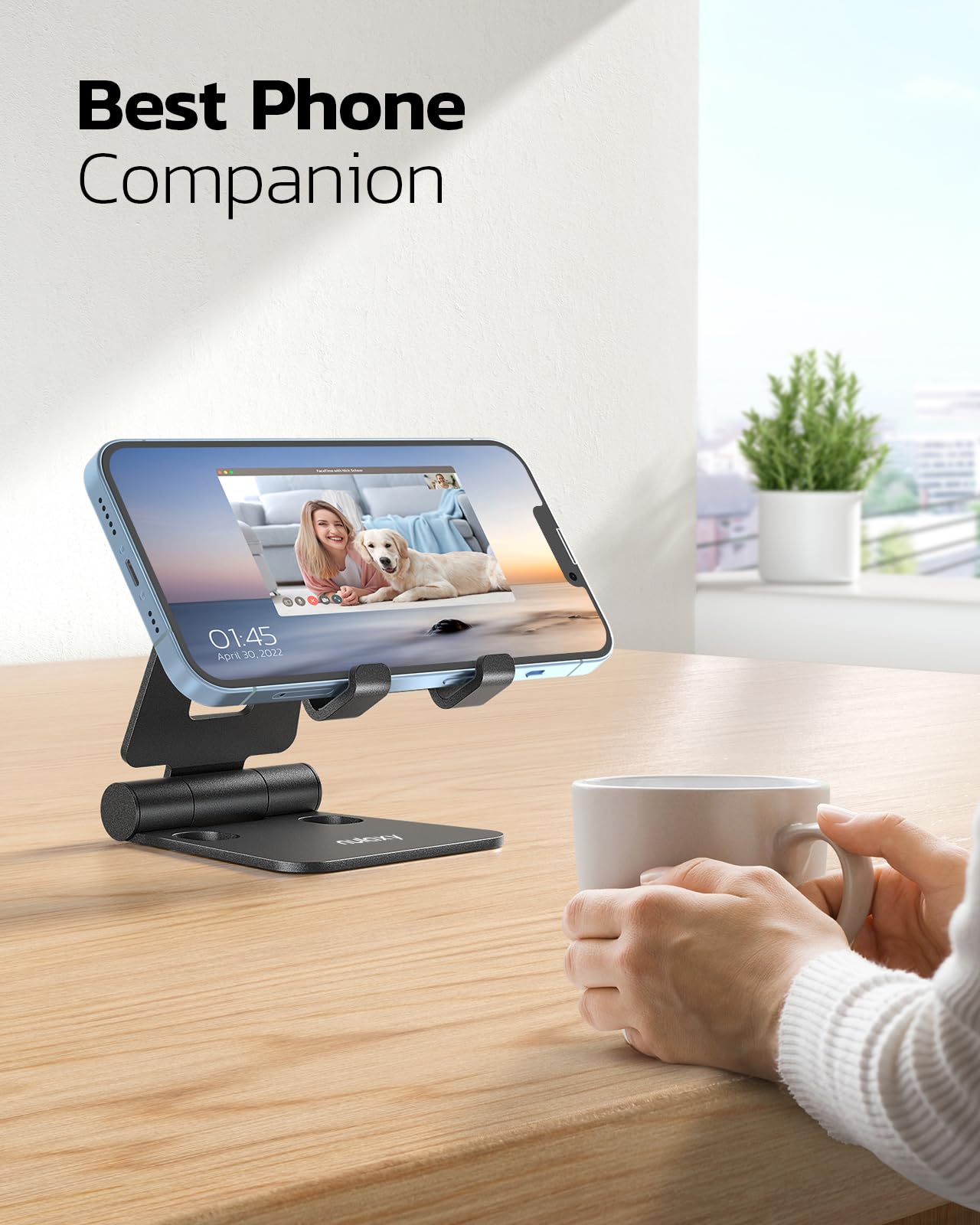 - NULAXY Dual Folding Phone Stand | Fully Adjustable Desktop Mobile Holder Dock -