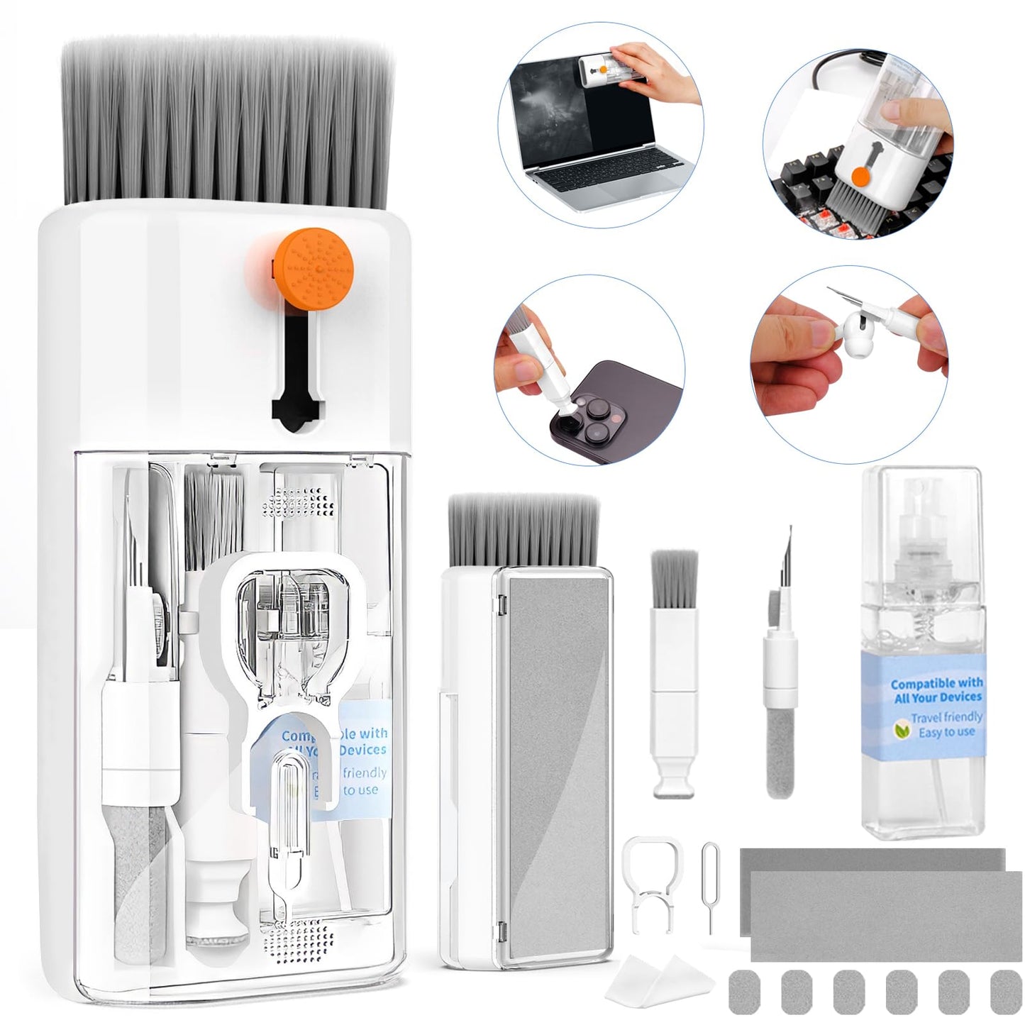 CleaniKu Keyboard Cleaner Laptop Cleaning Kit - Computer Tech Cleaning Brush, Electronic Screen Cleaner with Multi-Function Cleaning Pen for MacBook, Tablet, iPhone, Earbuds, Camera, Car Screen