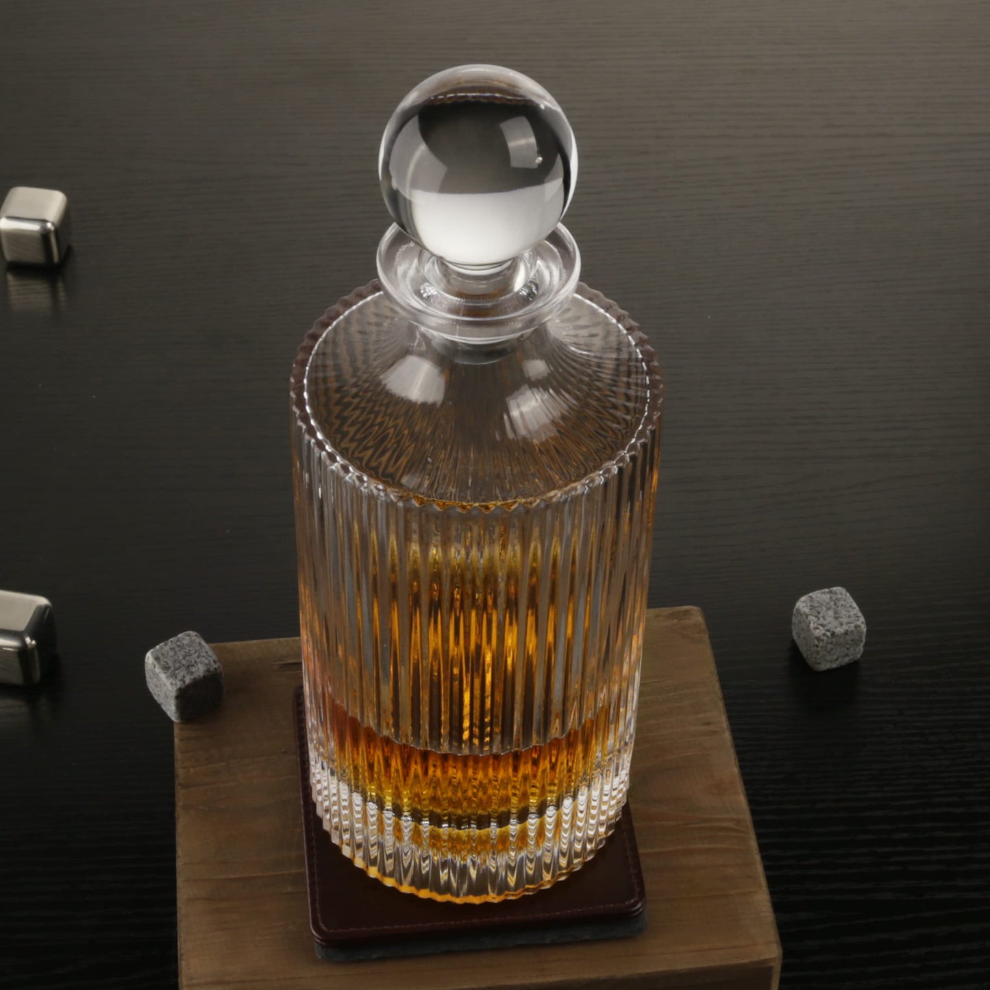 - Whiskey Decanter and Glass Stopper 27 oz Square Decanter for Whiskey