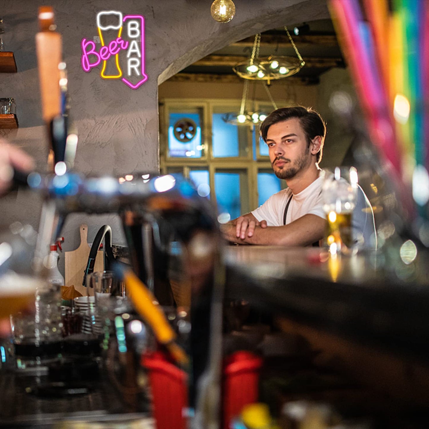 - wanxing Beer Neon Signs for Wall Decor, Beer Bar Neon Lights, Beer Neon Light Sign