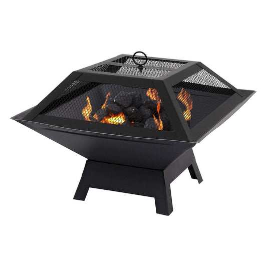 - Parkland Square Fire Pit | BBQ Grill Heater -