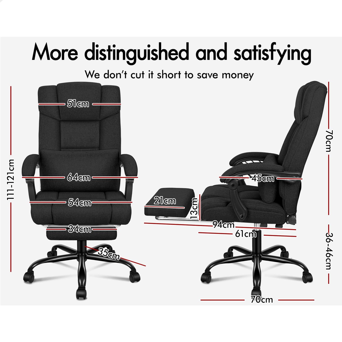 - ELFORDSON Office Chair | XL Lumbar Cushion | Computer Desk Chair with Footrest | High Back 150° Recliner -