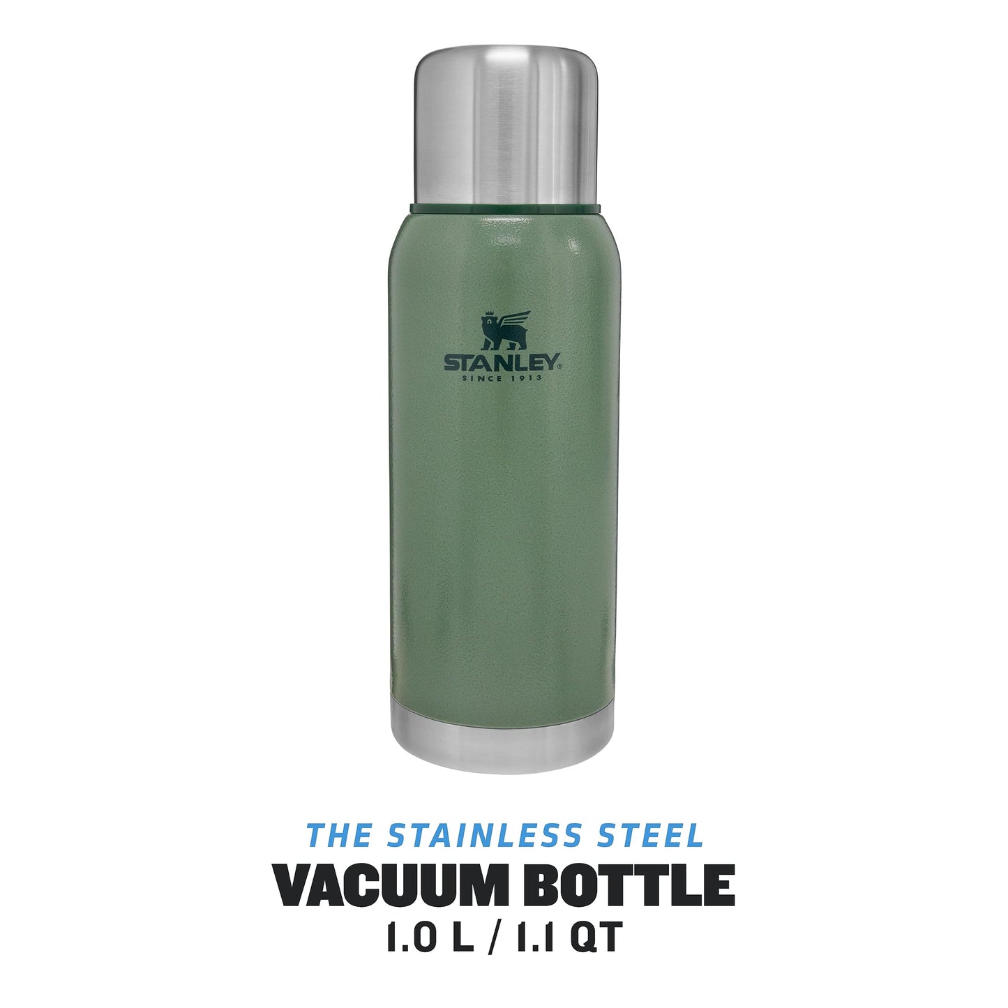 - Stanley Adventure Stainless Steel Thermos Flask | 1L | Keeps Cold or Hot For 24 Hours | Hammertone Green -