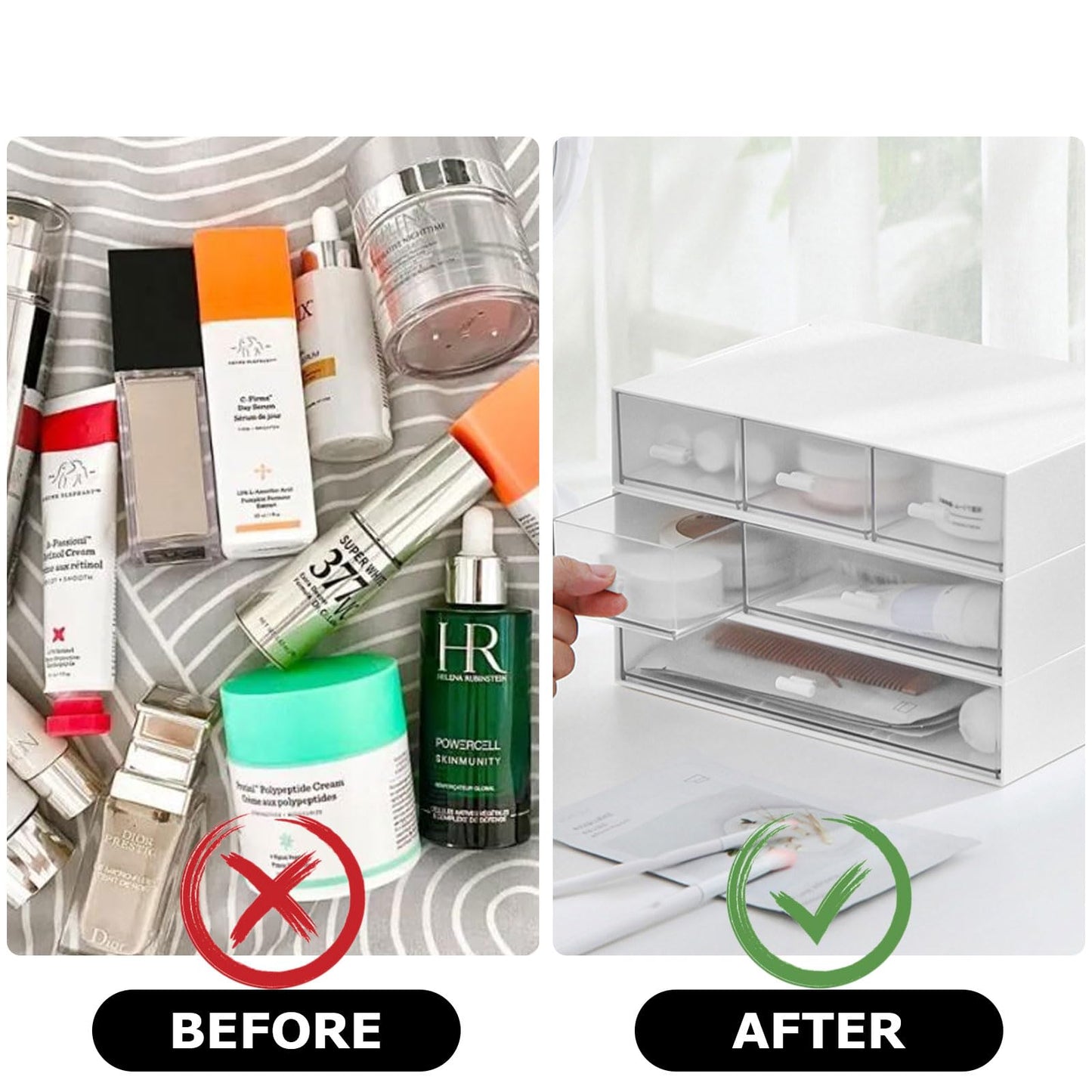 - SENENQU Plastic Desktop Storage Drawers | 9 Drawers Stackable Desk Storage -