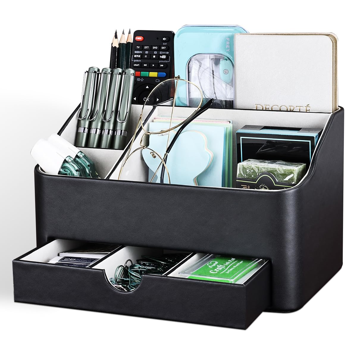 - KINGFOM Desk Tidy Organiser | Leather Desk Organiser -