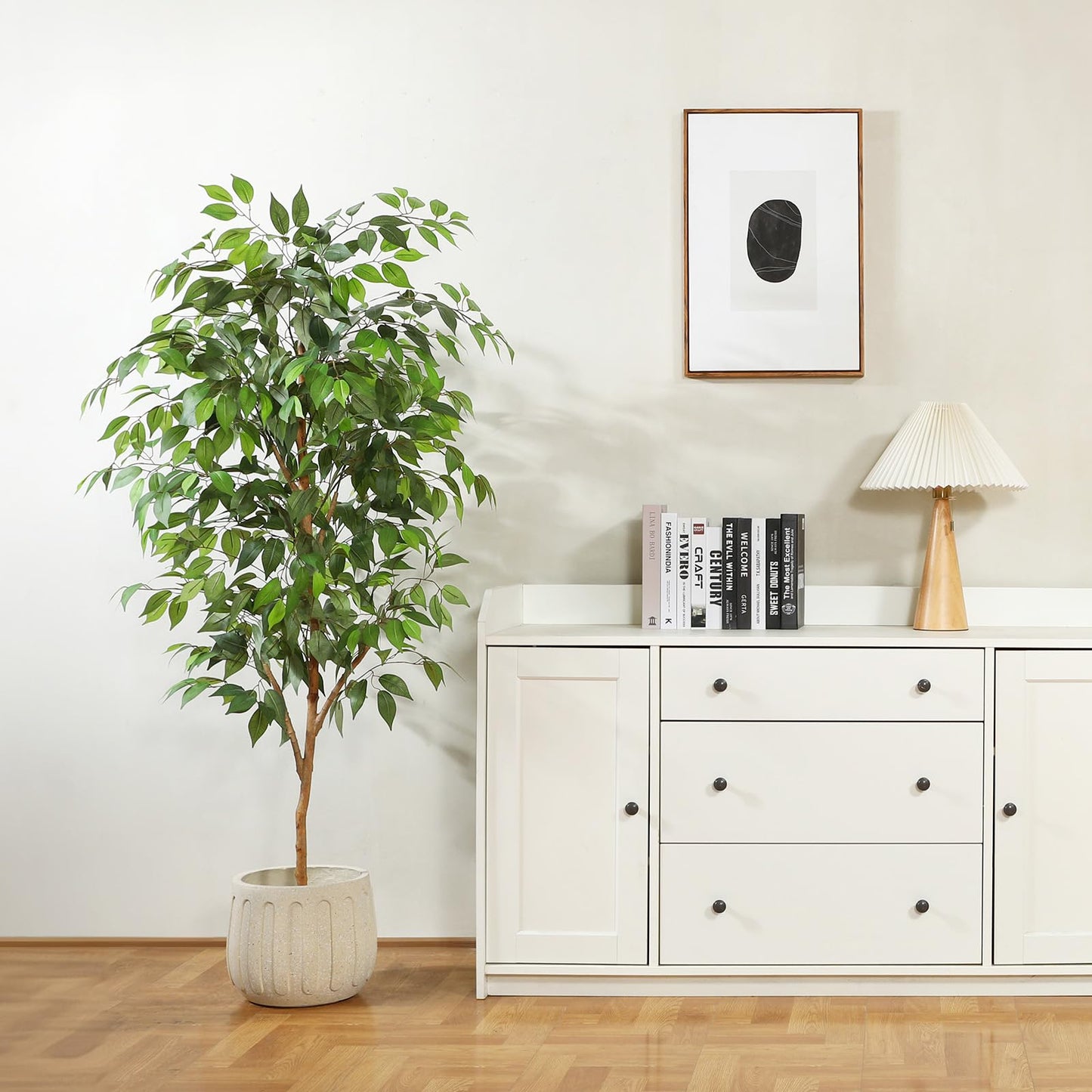 - Fopamtri Artificial Ficus Plant 150cm Large Fake Plants Indoor with Natural Wood Trunk -