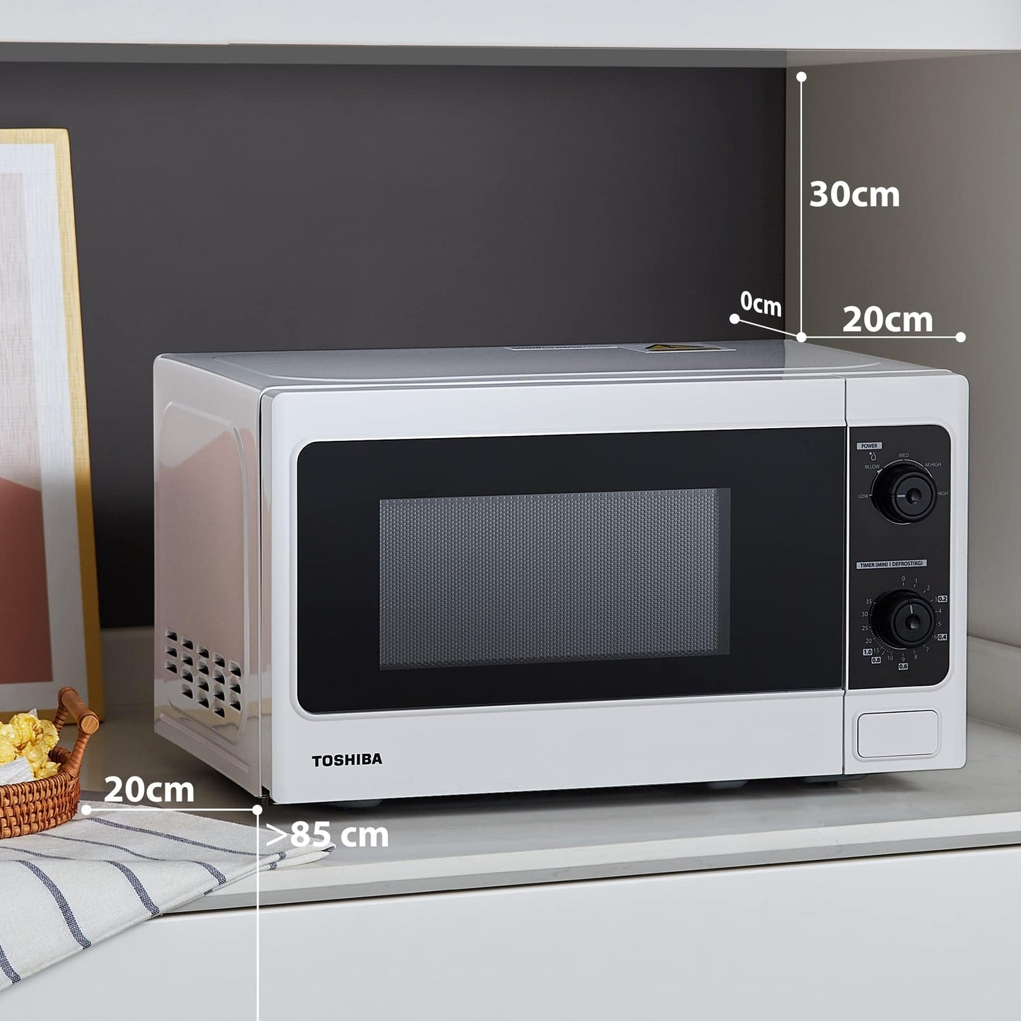 - TOSHIBA 20 Liter 800W | Manual Control Solo Small Microwave | Compact -