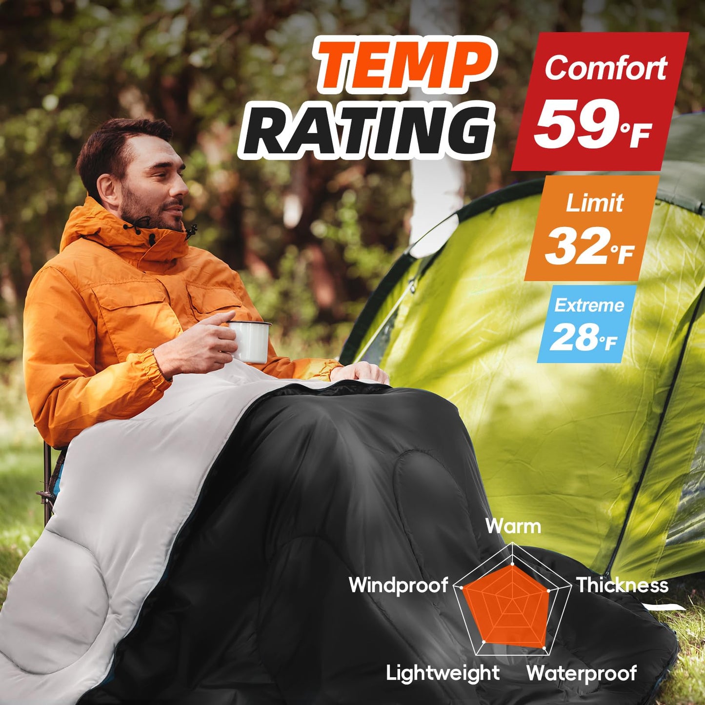 - MEREZA Sleeping Bags | XL |  Large Wide Sleeping Bag for Camping -