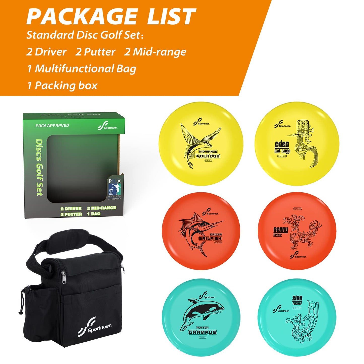 - Sportneer Flying Disc Golf Set | Outdoor Sports Golf Discs with Portable Carrying Bag | Yellow(171g) Blue(164g) Red(165g) -