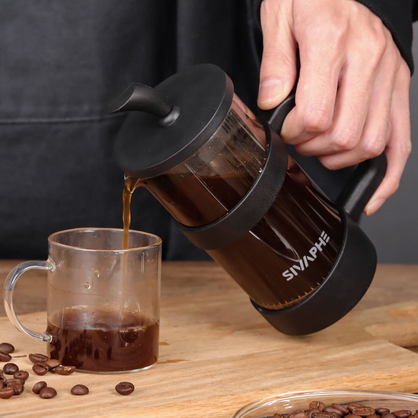 - Sivaphe French Press Coffee Maker 350ml | Cafetiere Coffee Plunger Black 12oz 1-2 Cup -