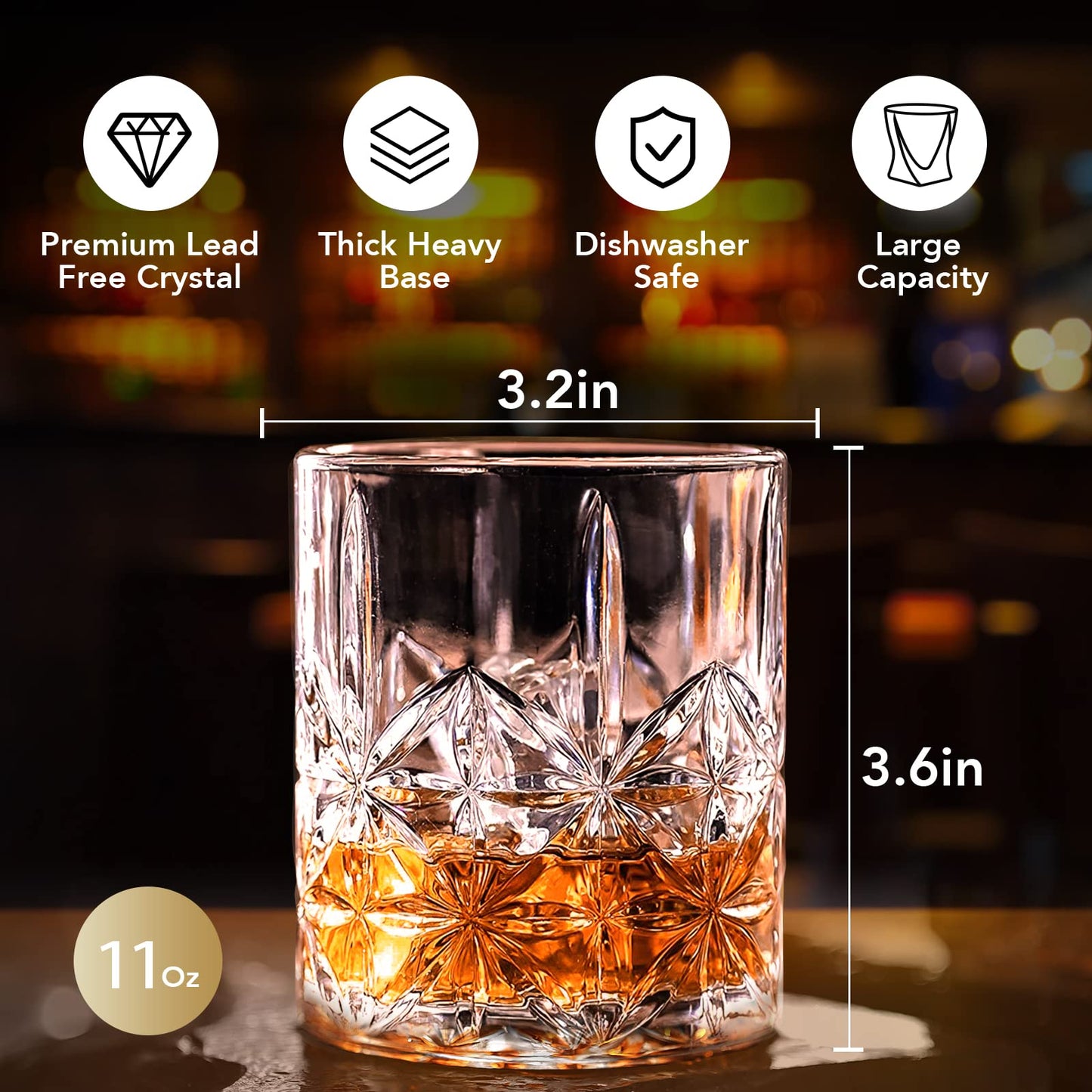 - KAQ Whiskey Glasses | 320ml Whisky Glasses | Set of 2 -